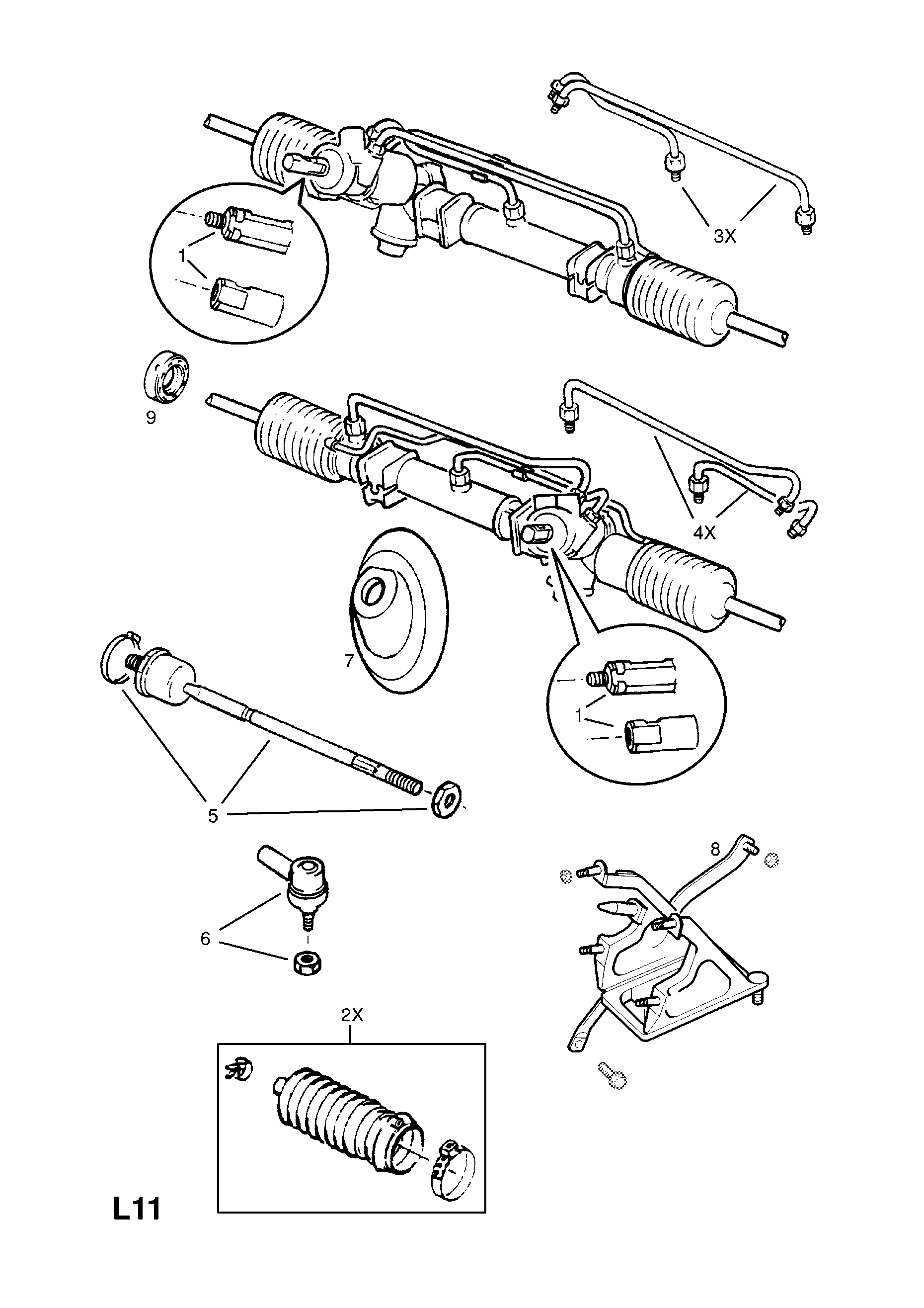 STEERING GEAR (CONTD.) <small><i>[FOR POWER STEERING EXCEPT ELECTRIC POWER STEERING HATCH,COUPE,VAN,COMBO (71,73,78,79,F07,F08,F25,F68,M68)]</i></small>