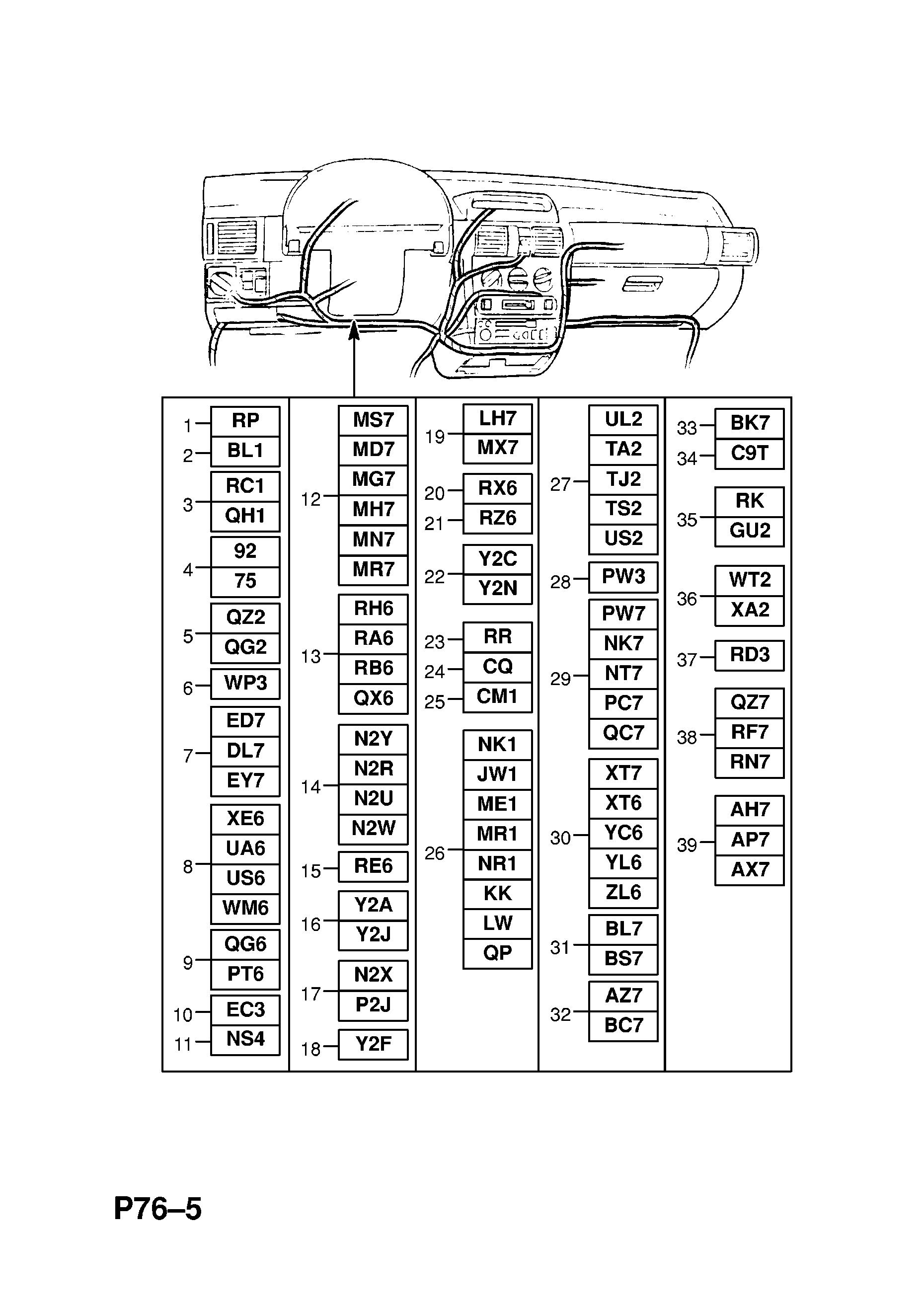 INSTRUMENT PANEL WIRING HARNESS (CONTD.) <small><i>[EXCEPT AIR CONDITIONING AND ANTI-THEFT WARNING SYSTEM (CONTD.) COMBO,HATCH,VAN (71,73,78,79,F25,F08,F68,M68) (CONTD.)]</i></small>