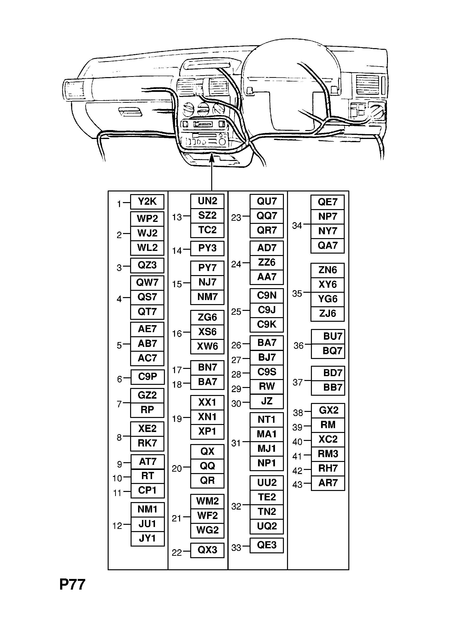 INSTRUMENT PANEL WIRING HARNESS (CONTD.) <small><i>[EXCEPT AIR CONDITIONING AND ANTI-THEFT WARNING SYSTEM (CONTD.) COMBO,HATCH,VAN (71,73,78,79,F25,F08,F68,M68) (CONTD.)]</i></small>