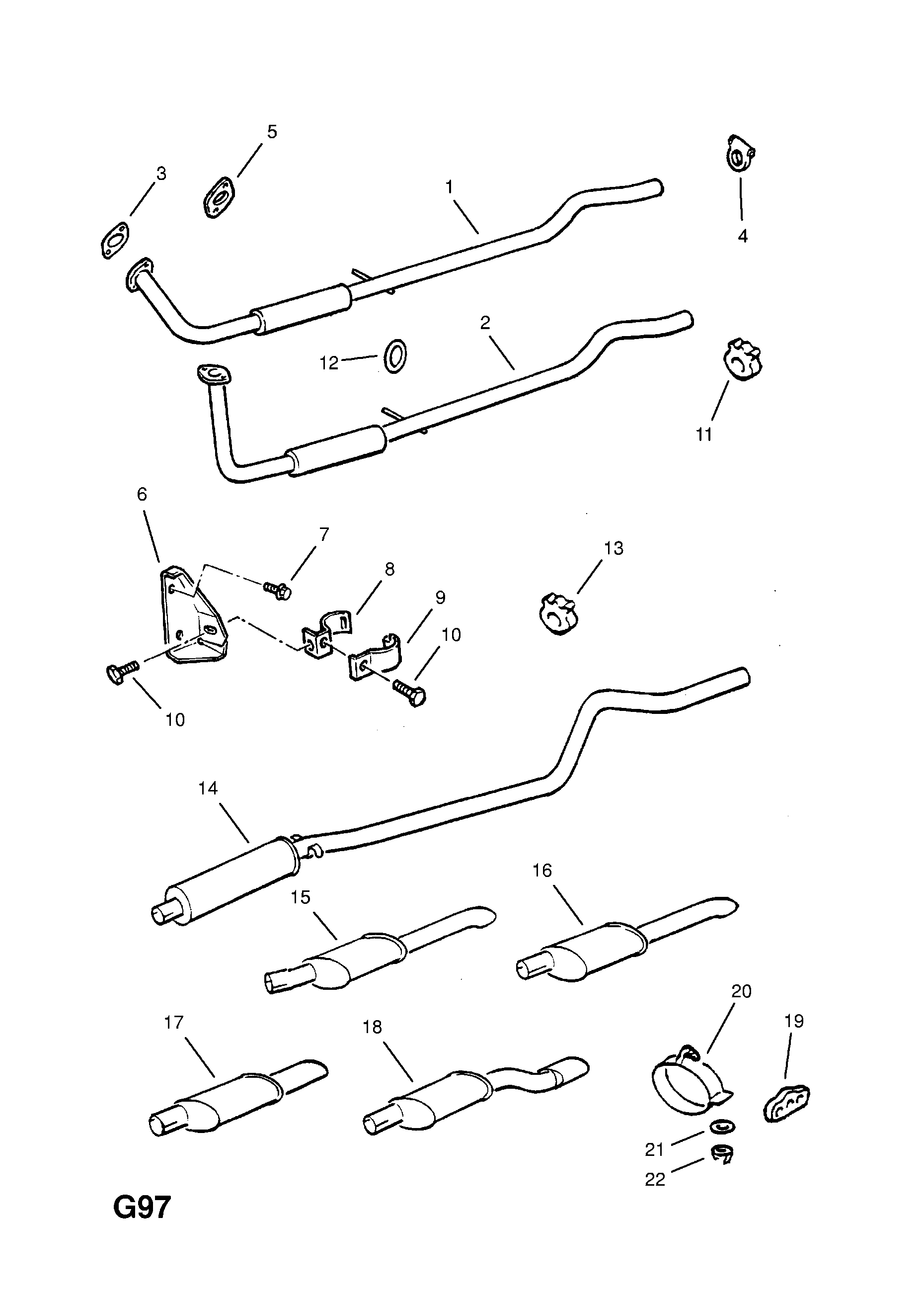 EXHAUST PIPE,SILENCER AND CATALYTIC CONVERTER (CONTD.) <small><i>[15TD[LM0],17TD[LU8] TURBO-DIESEL ENGINES (EXC.GERMANY)]</i></small>