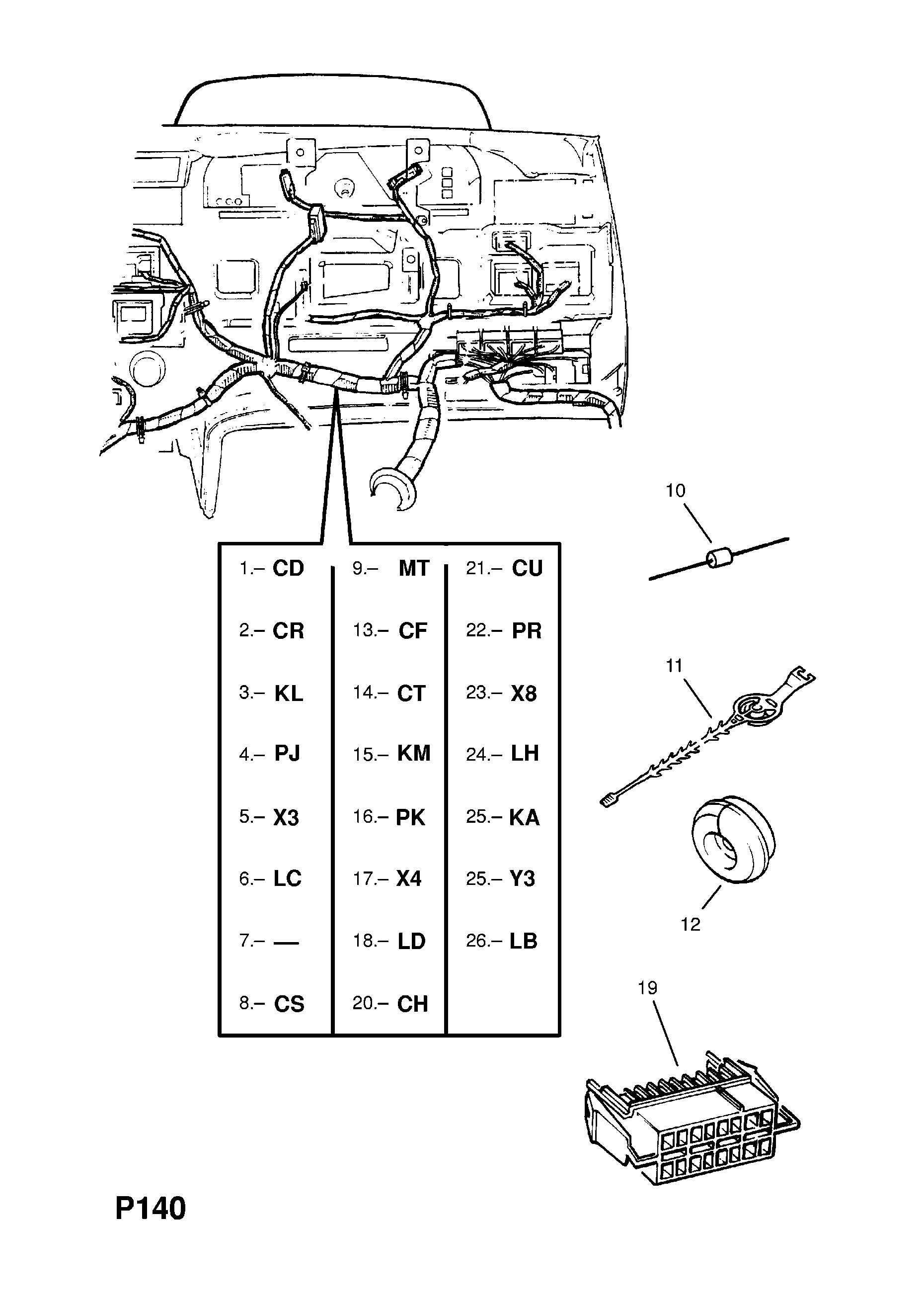 INSTRUMENT PANEL WIRING HARNESS (CONTD.) <small><i>[FOR SWEDEN,SWITZERLAND]</i></small>