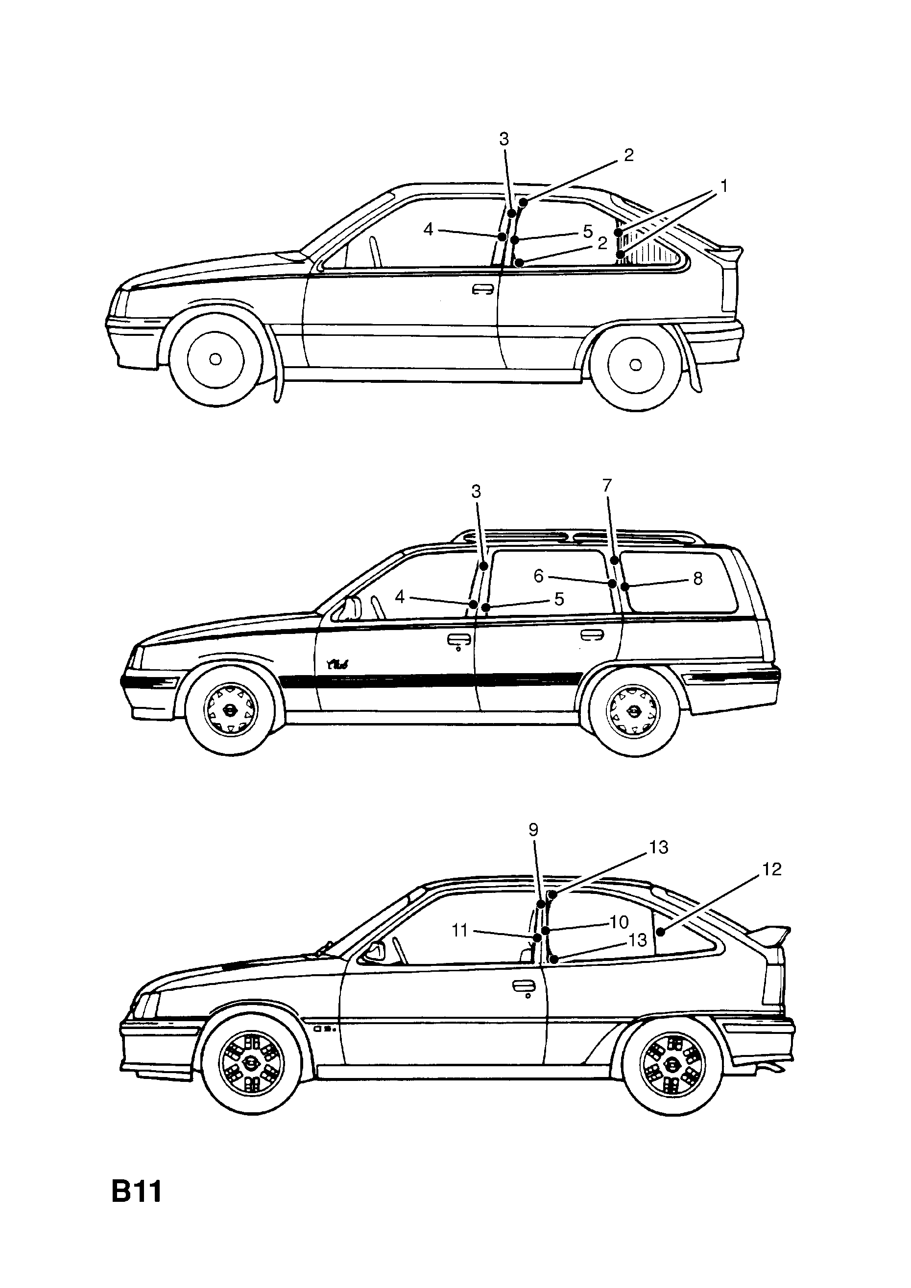 BODY STYLING STRIPES <small><i>[GT,SRI,SX,SXI,GSI,GTE,SPRINT, ADDITIONAL EQUIPMENT, CUP,SNOW,FRISCO,CLUB SPECIAL 3 DOOR HATCH (33,43)]</i></small>