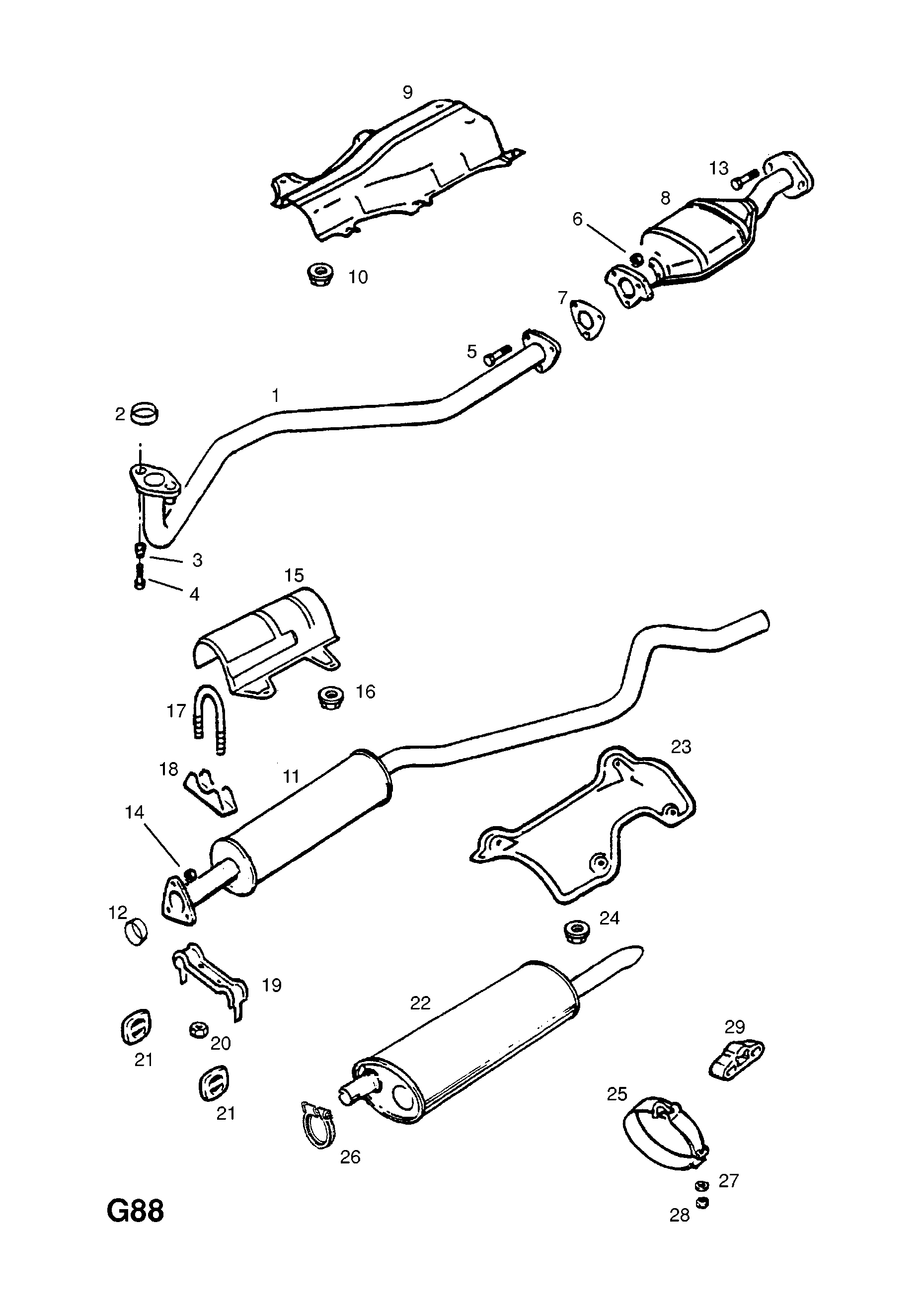 EXHAUST PIPE,SILENCER AND CATALYTIC CONVERTER (CONTD.) <small><i>[C14NZ[2H6] PETROL ENGINE]</i></small>