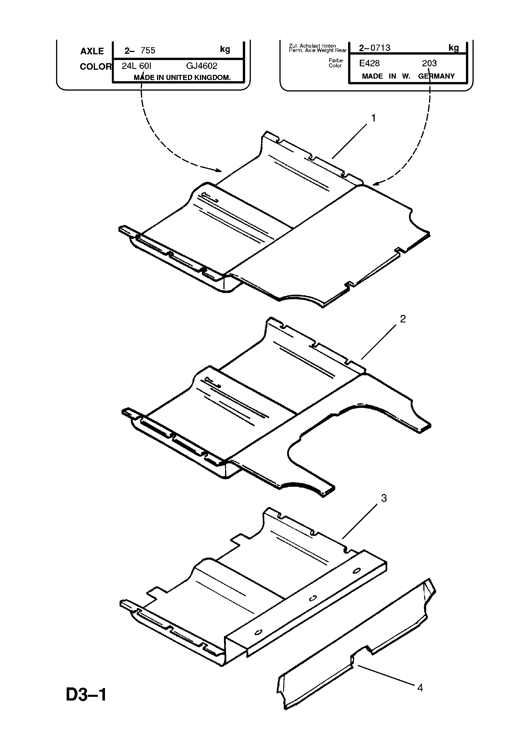 REAR CARPET <small><i>[CONVERTIBLE (43) (NOT USED WITH CATALYTIC CONVERTER)]</i></small>