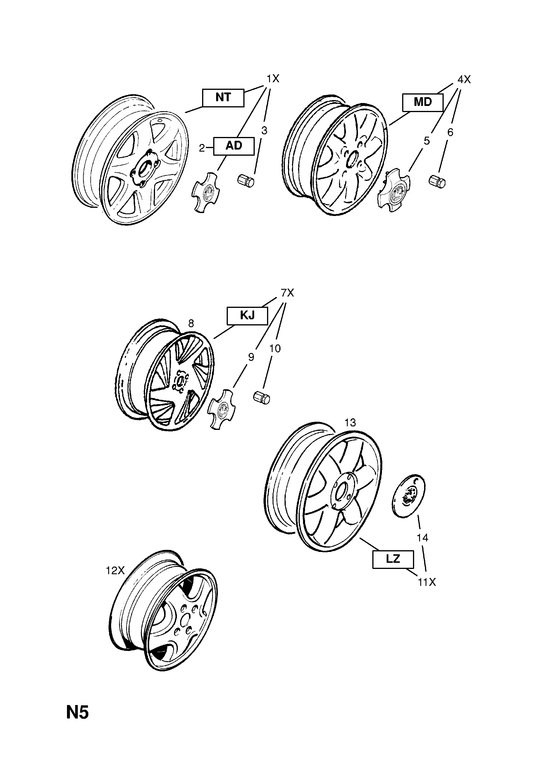 ROAD WHEELS (CONTD.) <small><i>[ALLOY WHEELS (FOR VAUXHALL) (CONTD.)]</i></small>