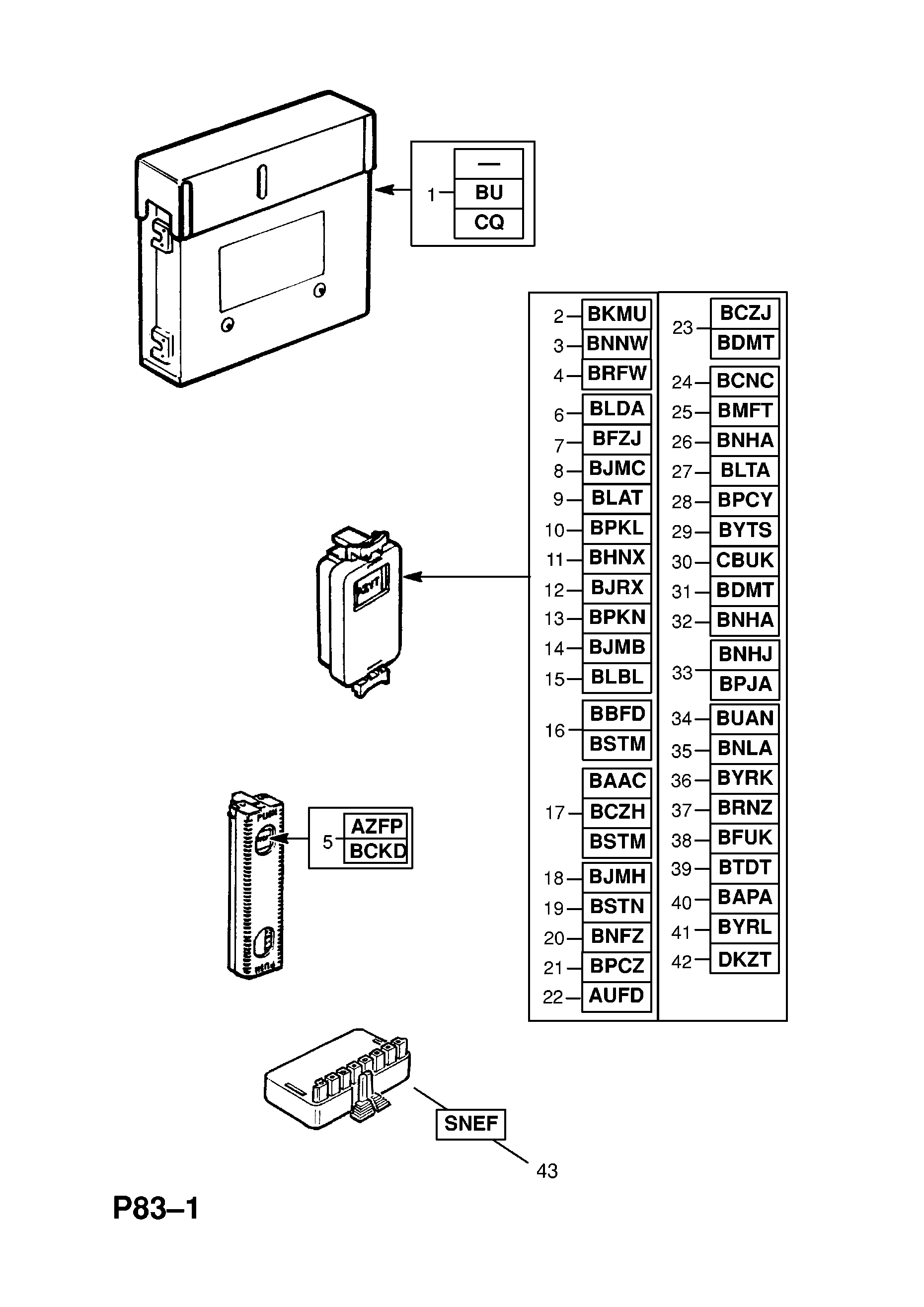 FUEL INJECTION CONTROL UNIT (CONTD.) <small><i>[16LZ2[L74],16NZ2[L74],16NZR[L73],C16NZ[L73],X16SZ[L73],X16SZR[L73], C16SE[L55],X16XEL[L91] PETROL ENGINES]</i></small>