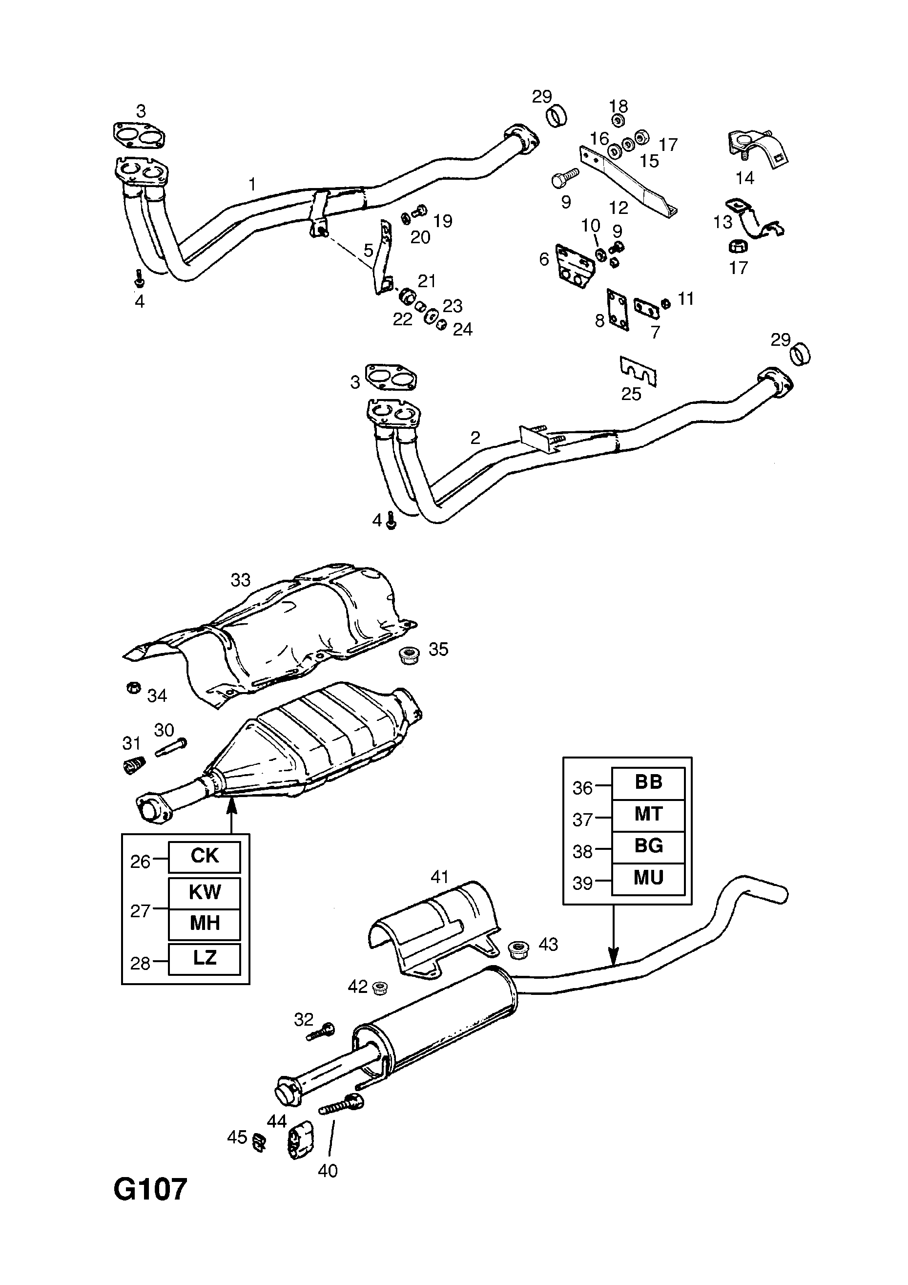 EXHAUST PIPE,SILENCER AND CATALYTIC CONVERTER (CONTD.) <small><i>[C20NE[LE4] PETROL ENGINE]</i></small>