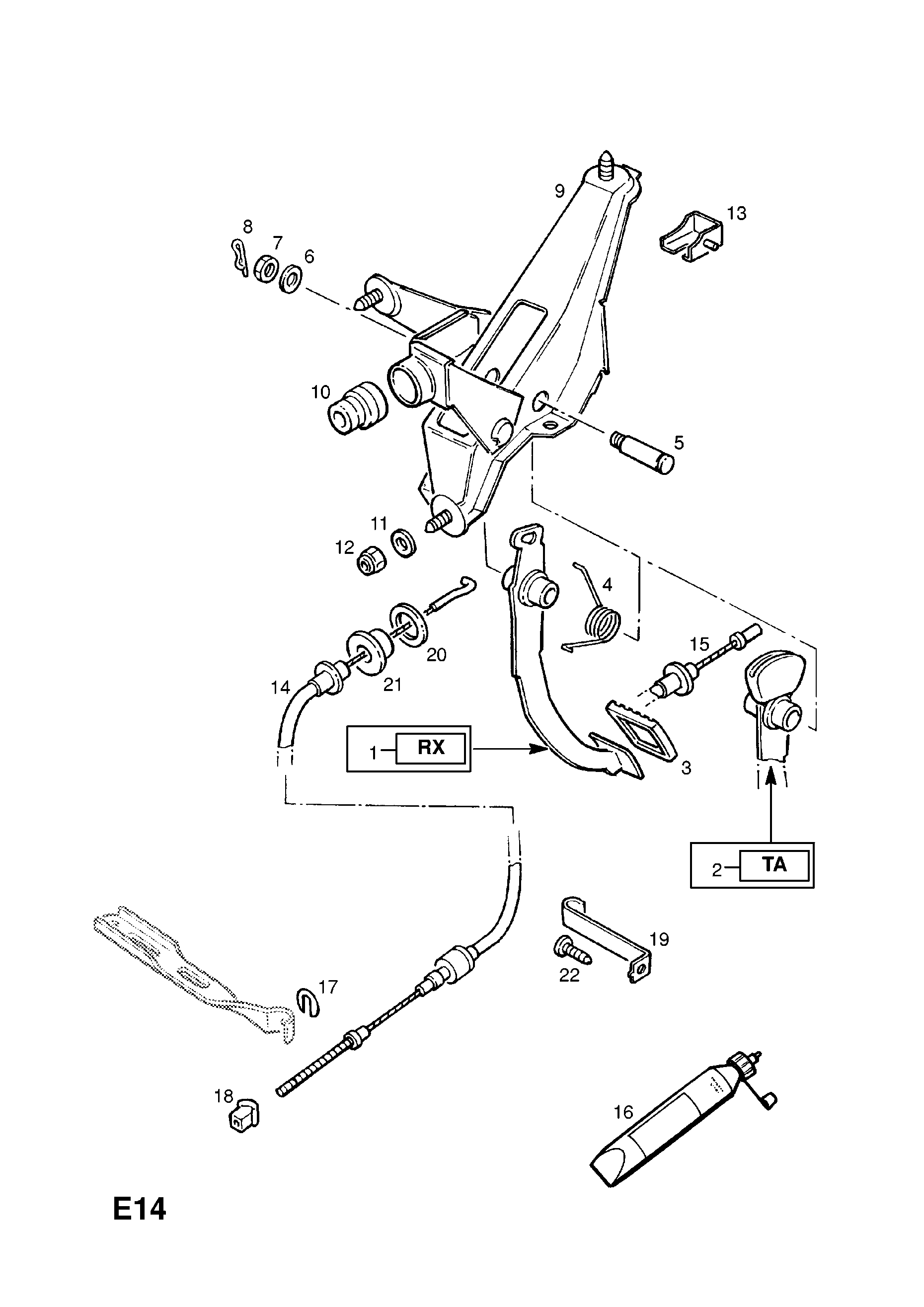 CLUTCH PEDAL AND FIXINGS <small><i>[LHD]</i></small>