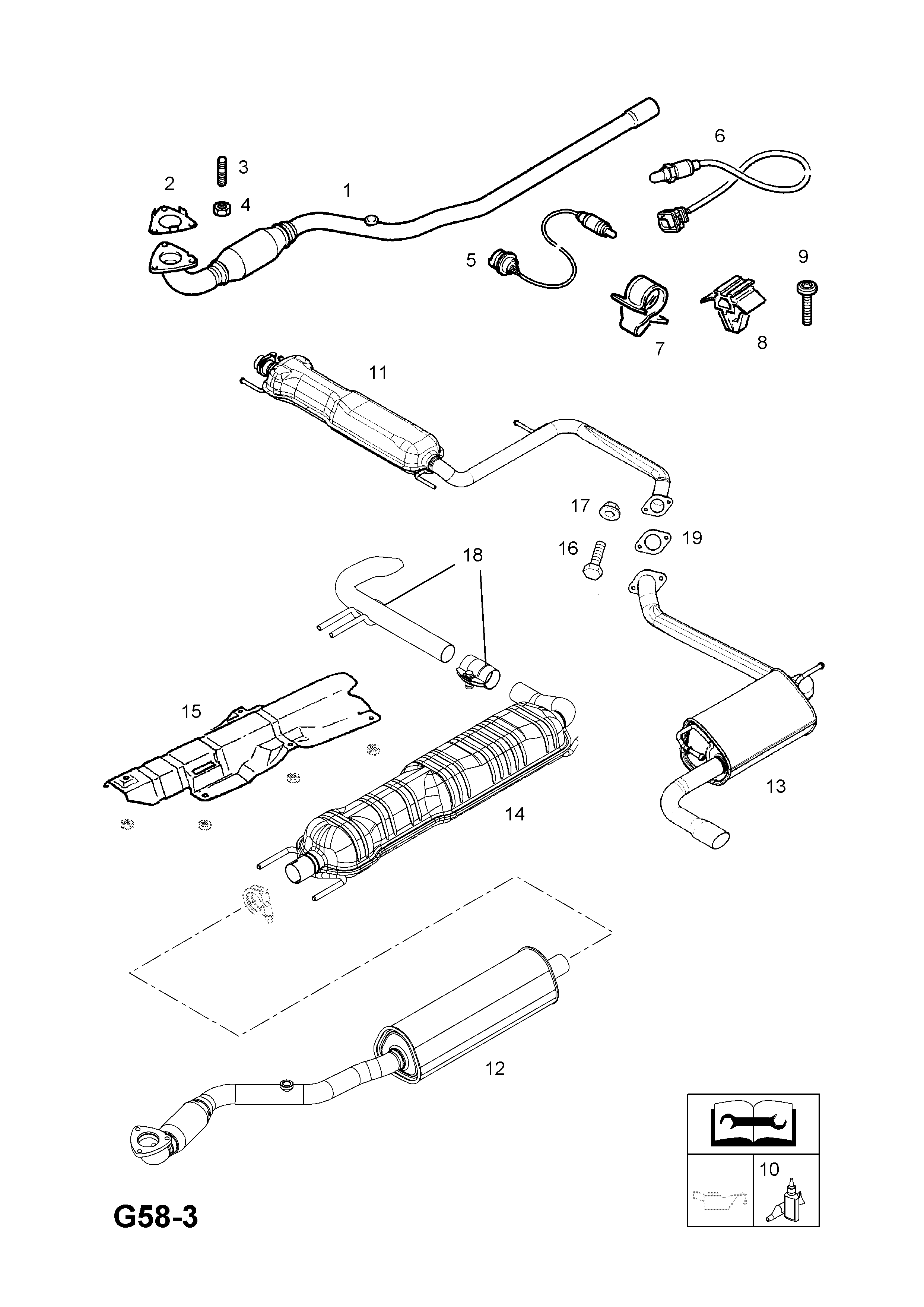 EXHAUST PIPE,SILENCER AND CATALYTIC CONVERTER (CONTD.) <small><i>[Z16YNG[LR1] ENGINE (MONOCAB F75)]</i></small>
