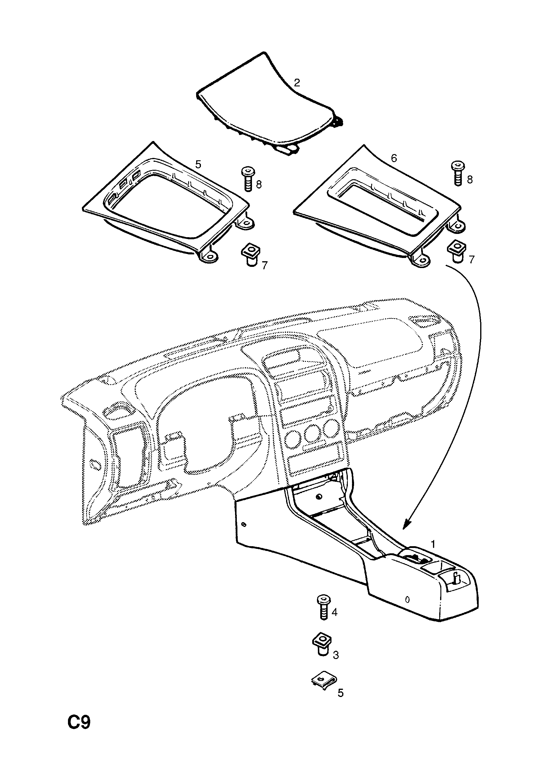 GEARSHIFT SELECTOR INSERT AND SCALE <small><i>[HATCH,SALOON,ESTATE,VAN (F08,F35,F48,F69,F70)]</i></small>