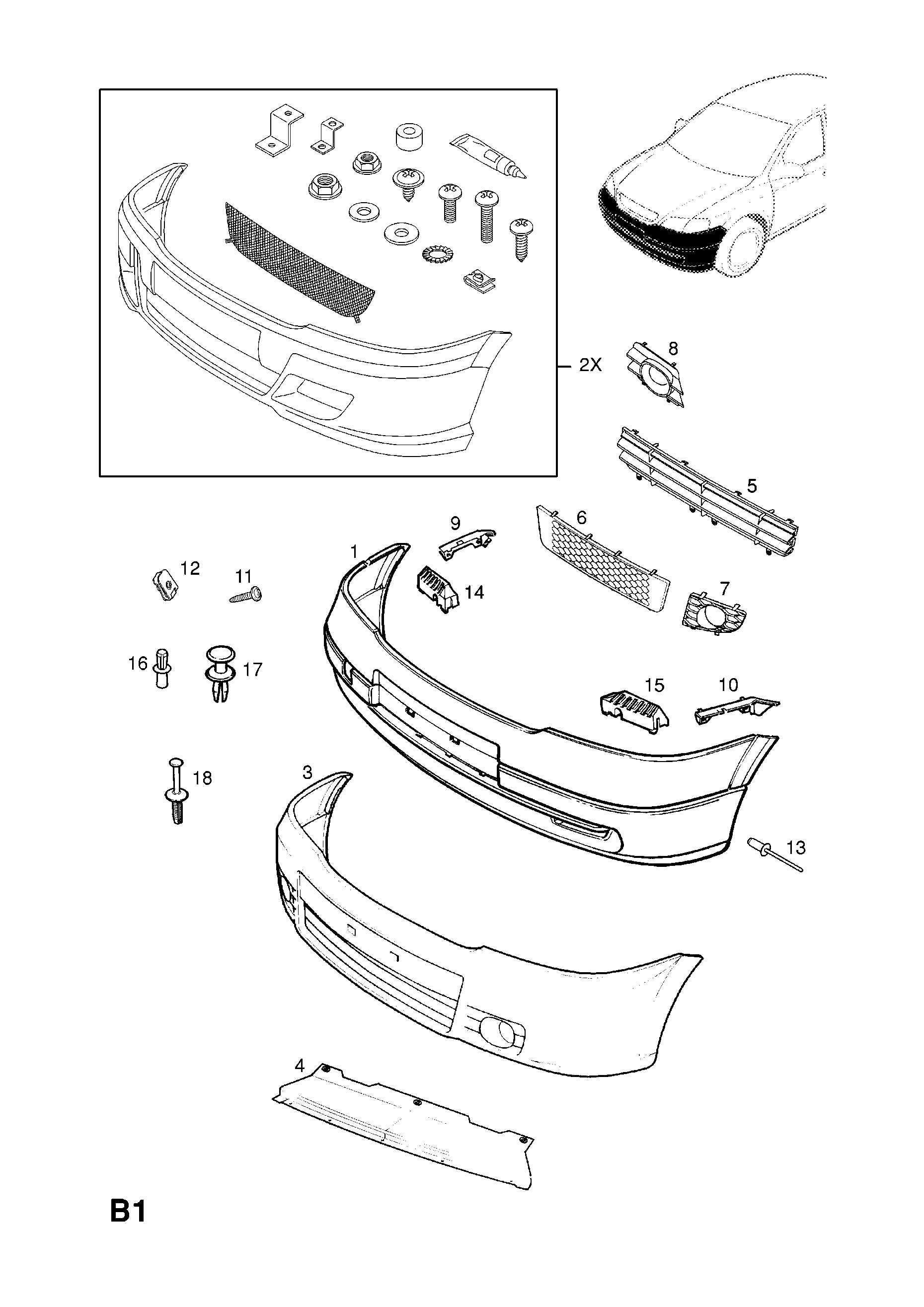 FRONT BUMPER FITTINGS <small><i>[CONVERTIBLE,COUPE (F07,F67)]</i></small>