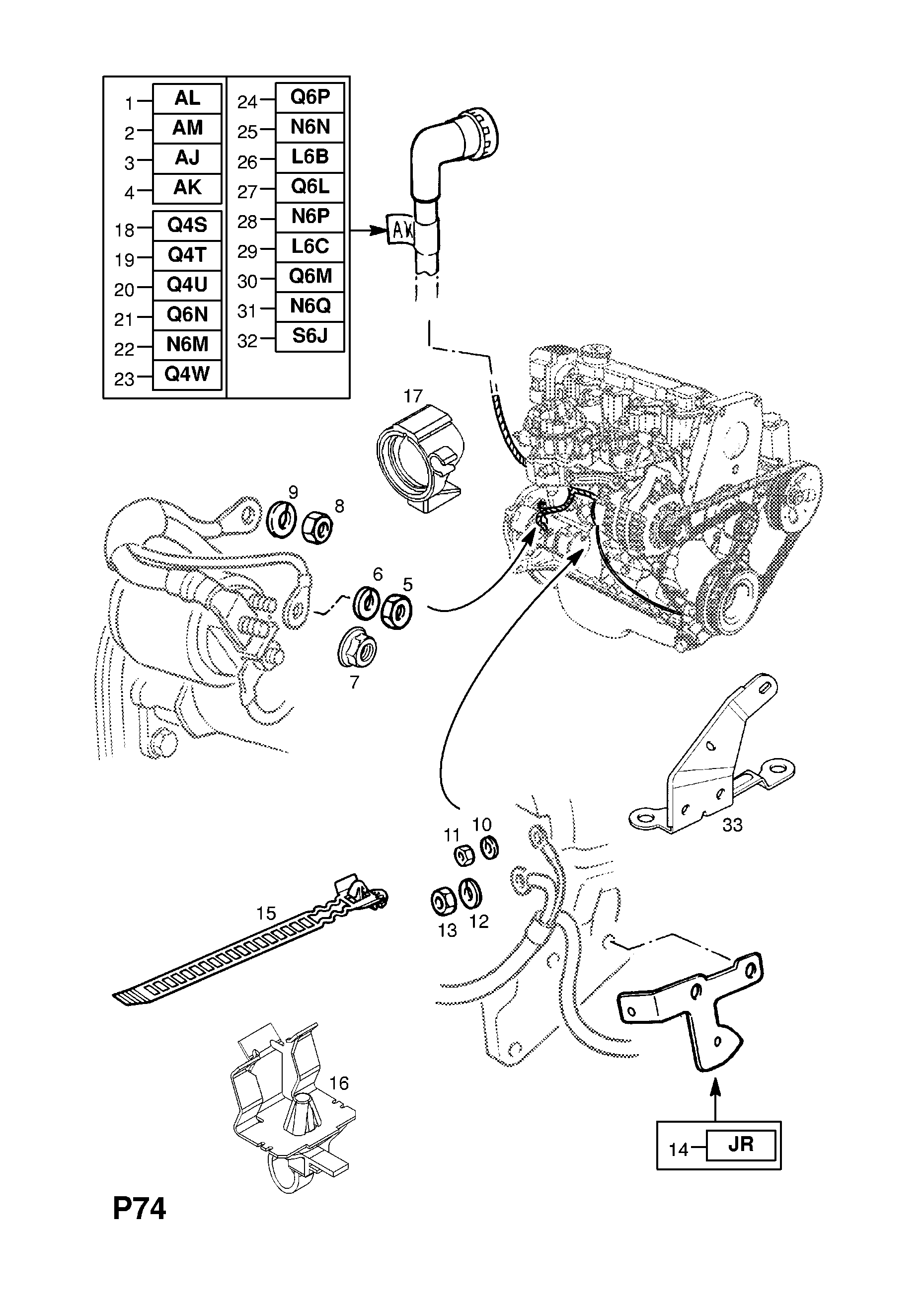 FAISCEAU DE CABLAGE DE MOTEUR (SUITE) <small><i>[HAYON,BERLINE,BREAK,CAMIONNETTE (F08,F35,F48,F69,F70) (MOTEUR X16SZR[L73])]</i></small>
