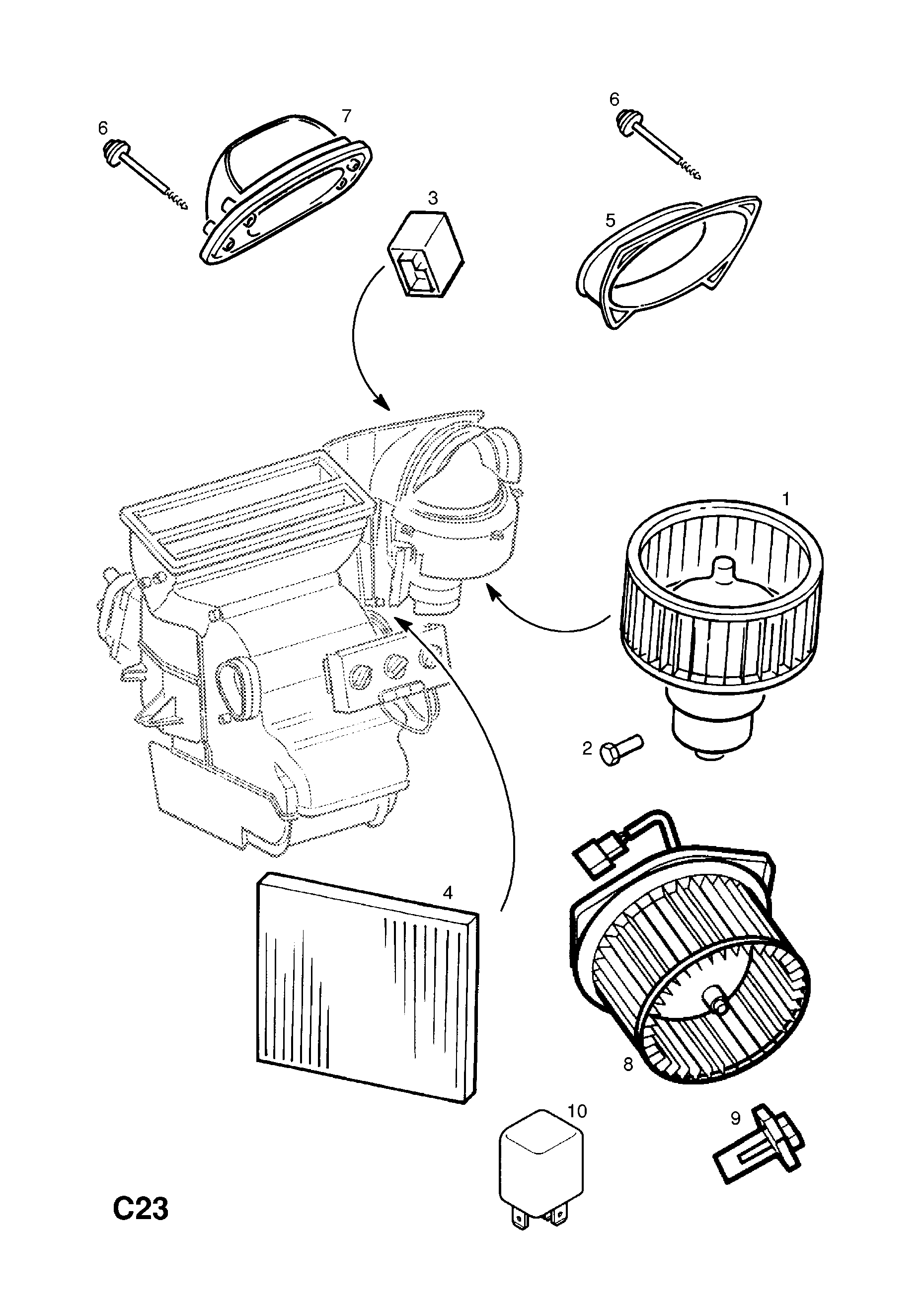 FAN MOTOR AND HOUSING <small><i>[MONOCAB (F75) (FOR AIR CONDITIONING)]</i></small>