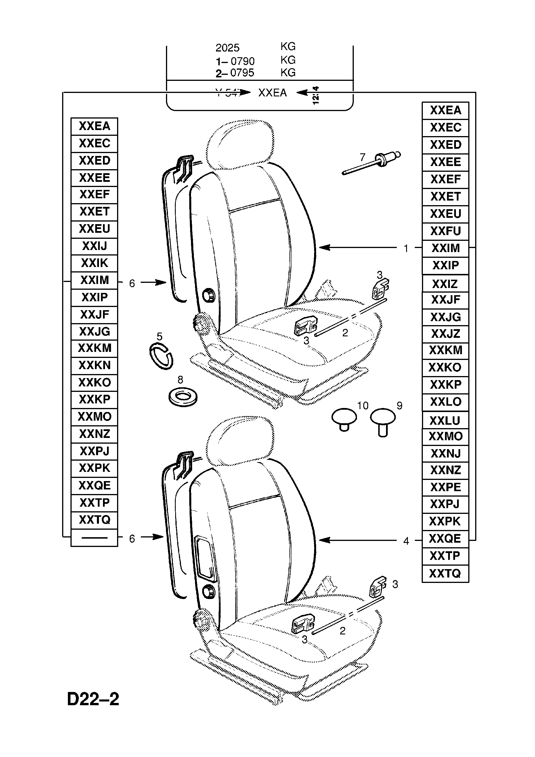 BACK / SQUAB TRIM (CONTD.) <small><i>[MONOCAB (F75) (FOR ACTIVE HEAD RESTRAINT) (EXC.SIDE AIR BAG) (NOT FOR RECARO SEATS)]</i></small>