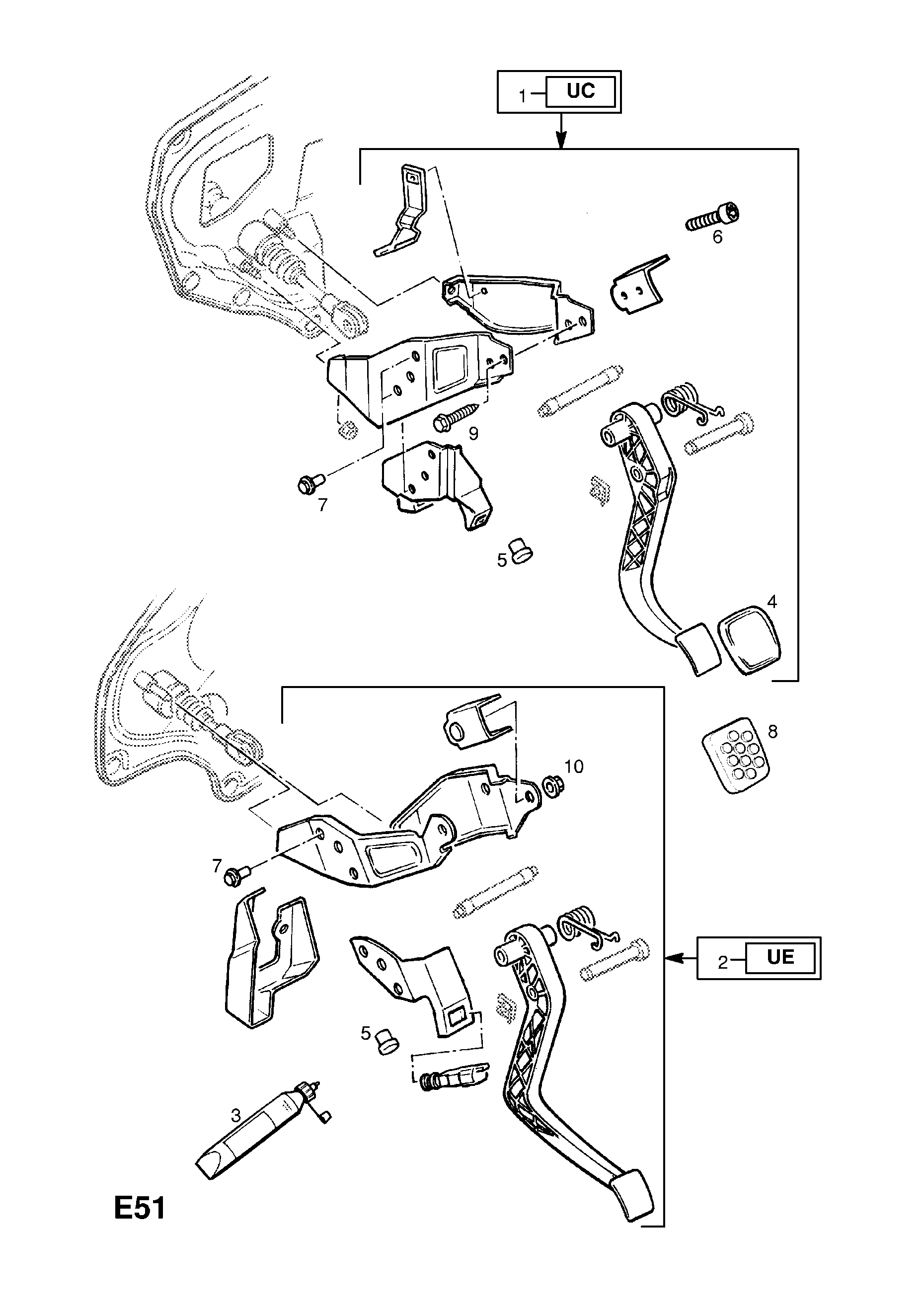 CLUTCH PEDAL AND FIXINGS <small><i>[USED WITH MANUAL TRANSMISSION]</i></small>