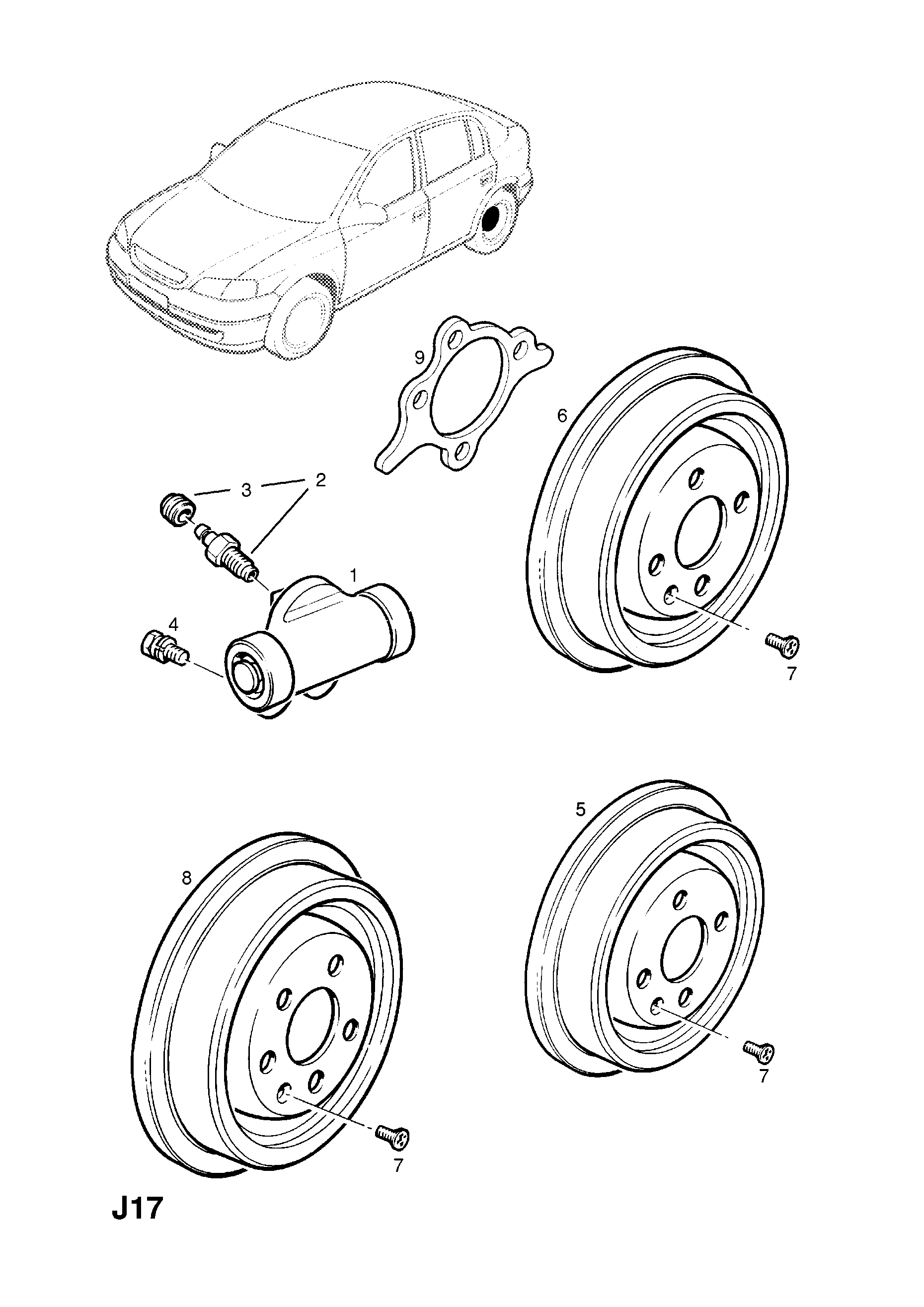 REAR BRAKE DRUM <small><i>[X12XE[LW4],Z12XE[LW4] ENGINES (-12999999  -15999999  -16999999  -18999999)]</i></small>