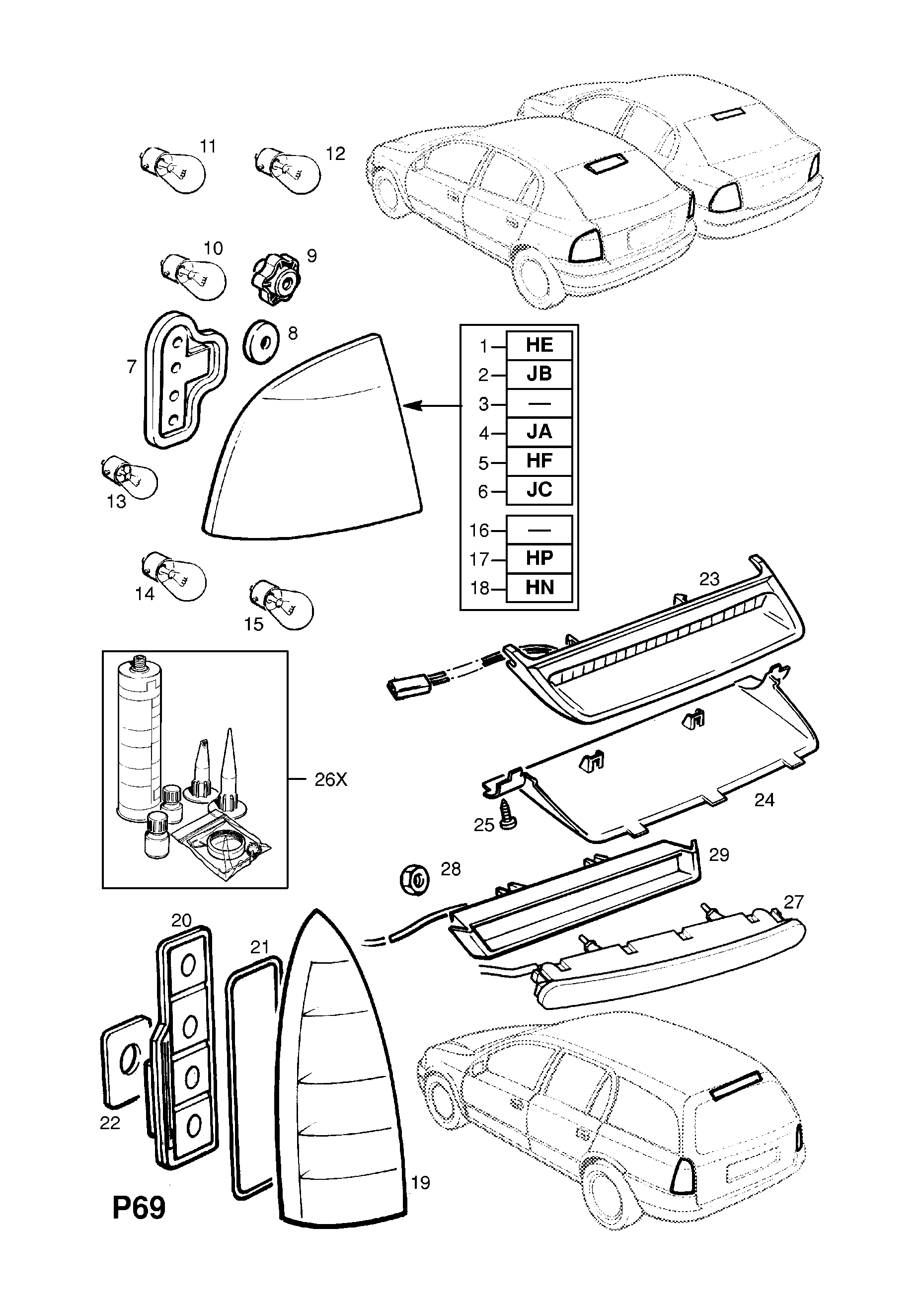 REAR LAMP AND FIXINGS <small><i>[CONVERTIBLE (F67)]</i></small>
