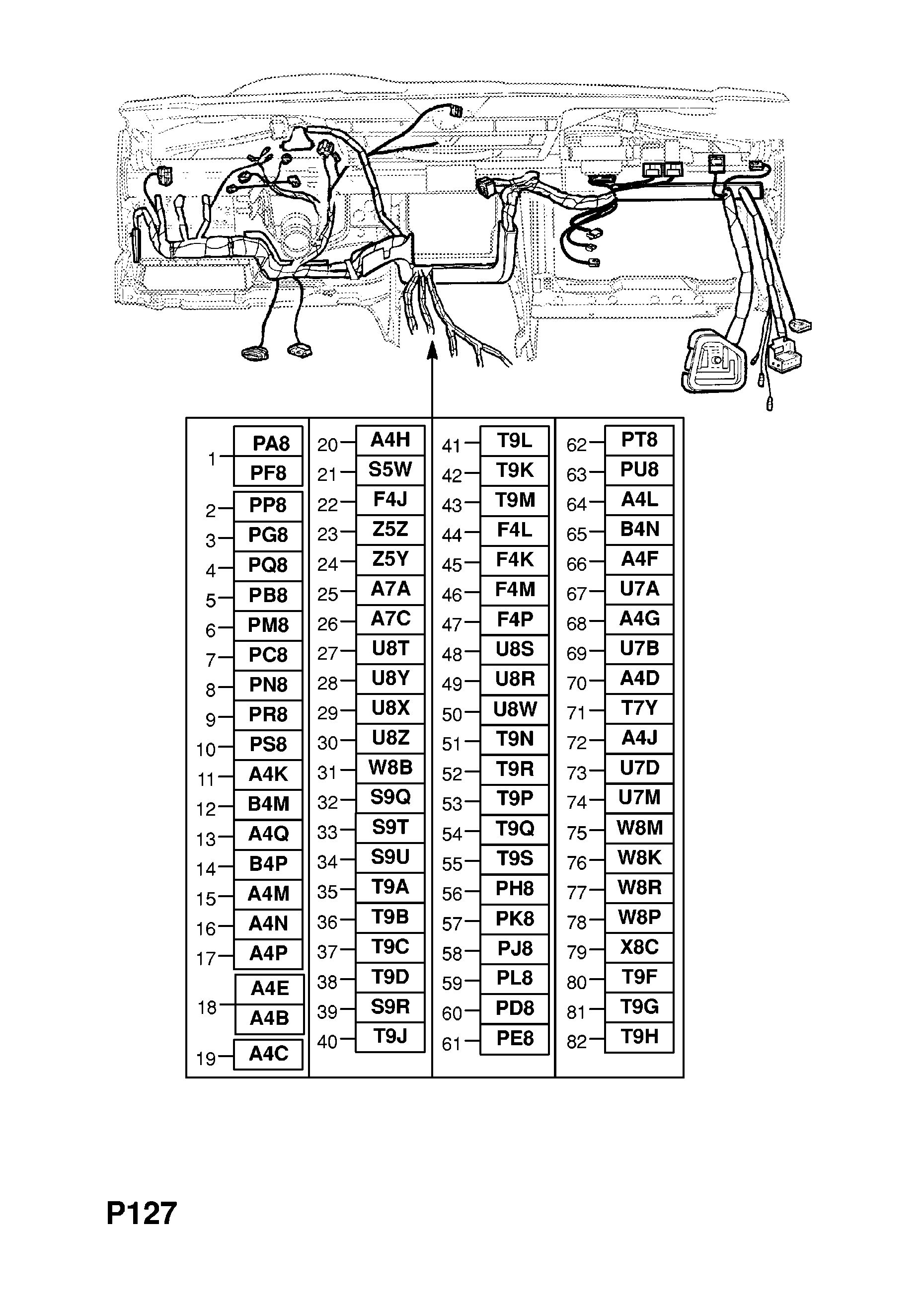 INSTRUMENT PANEL WIRING HARNESS (CONTD.) <small><i>[MONOCAB (F75) (Z22SE[L61] ENGINE) (LHD)]</i></small>