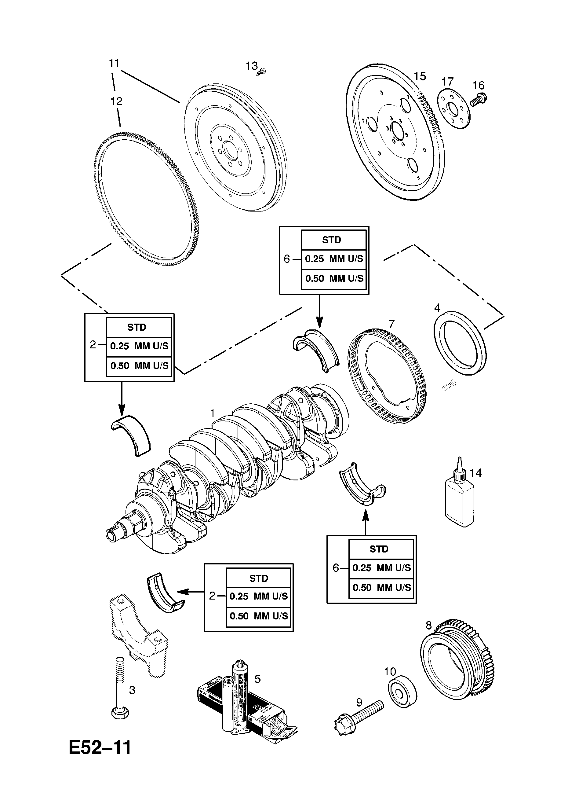 FLYWHEEL AND FITTINGS <small><i>[USED WITH MANUAL TRANSMISSION]</i></small>