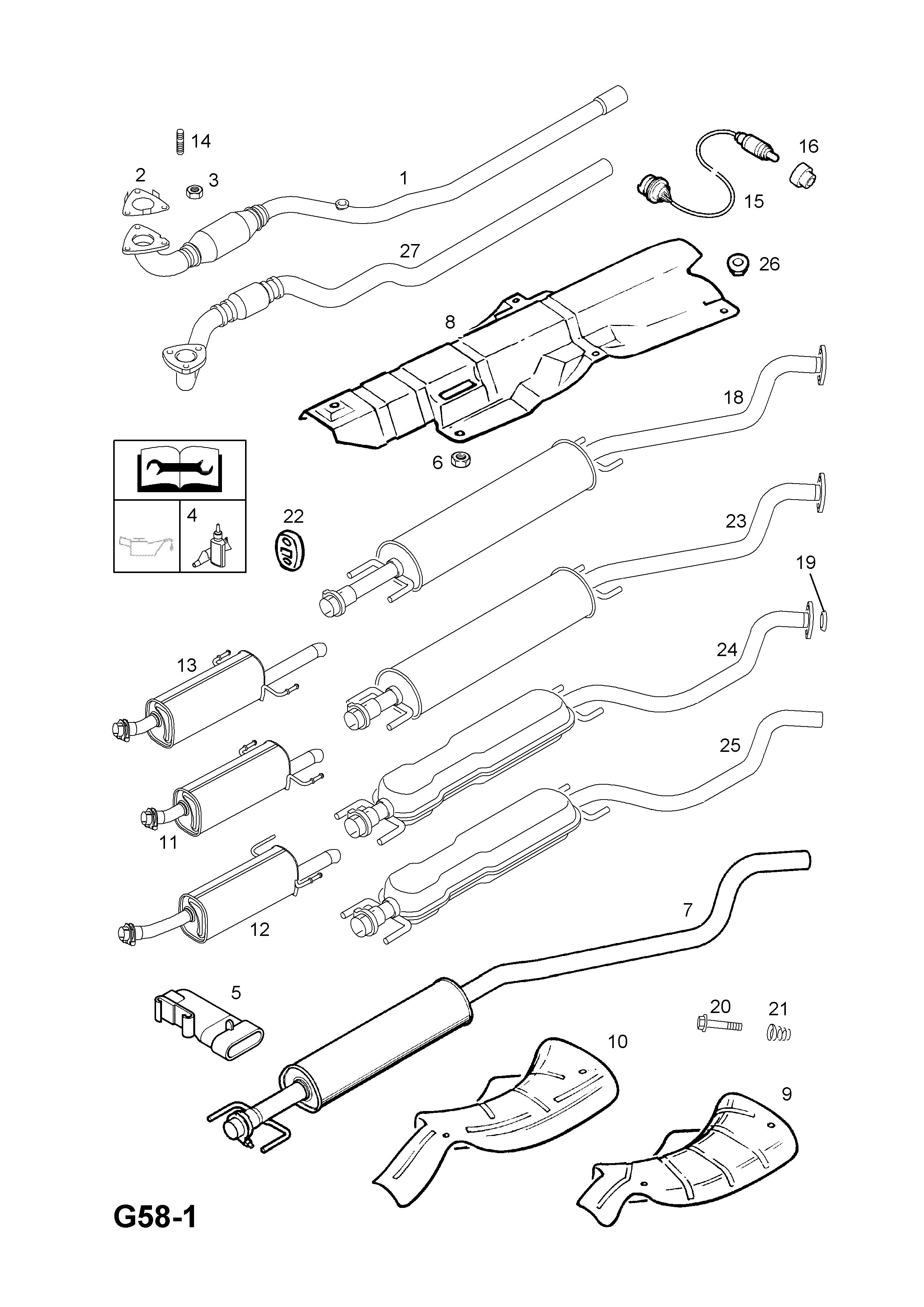 EXHAUST PIPE,SILENCER AND CATALYTIC CONVERTER (CONTD.) <small><i>[Z14XEP[LJ2] ENGINE]</i></small>