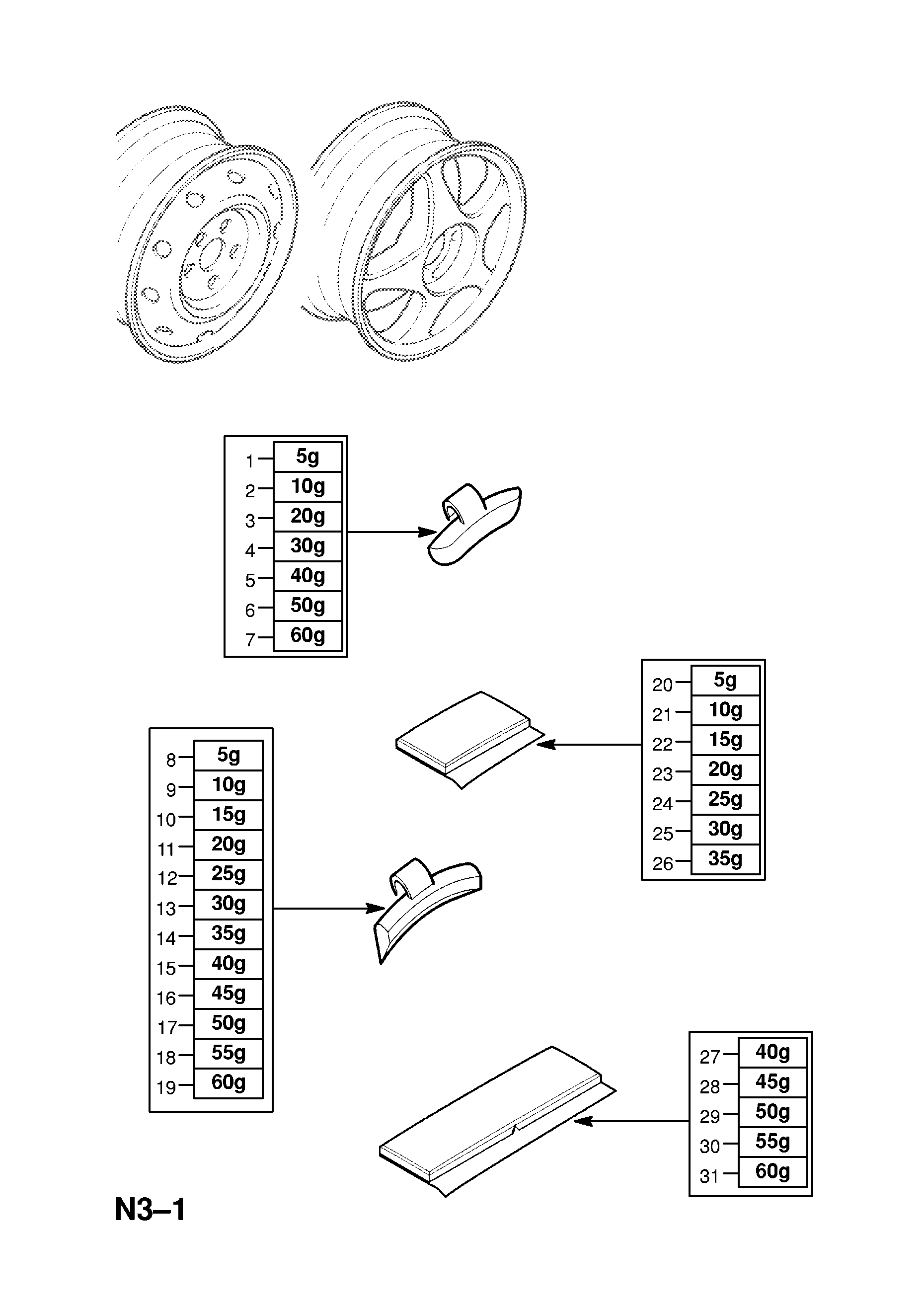 WHEEL BALANCE WEIGHTS <small><i>[FOR ALLOY WHEELS (CLAMPING) (HEAVY METAL FREE)]</i></small>