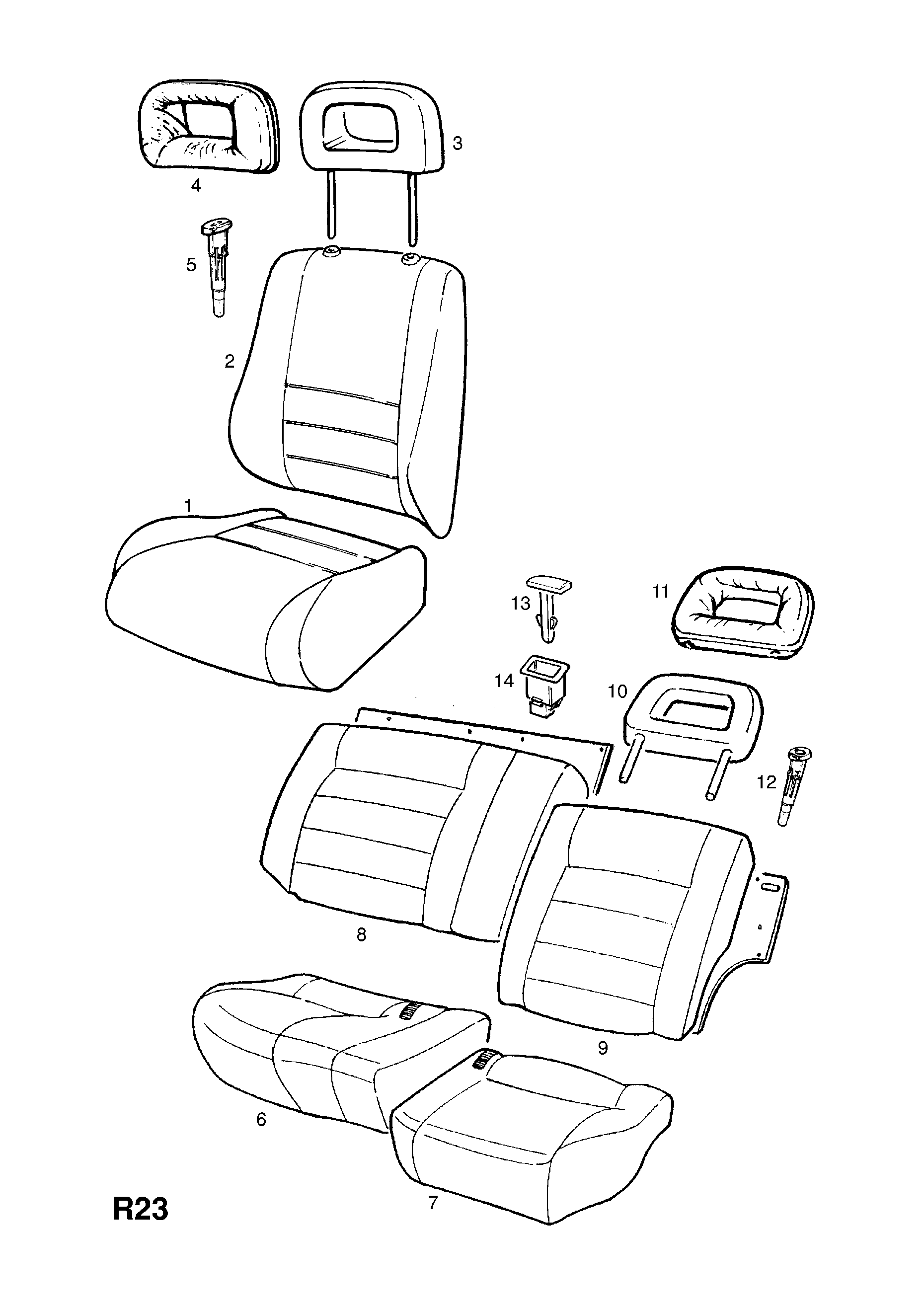BACK PANEL LOCK FITTINGS <small><i>[REAR SEAT FRAME AND FITTINGS 4 DOOR WL4]</i></small>