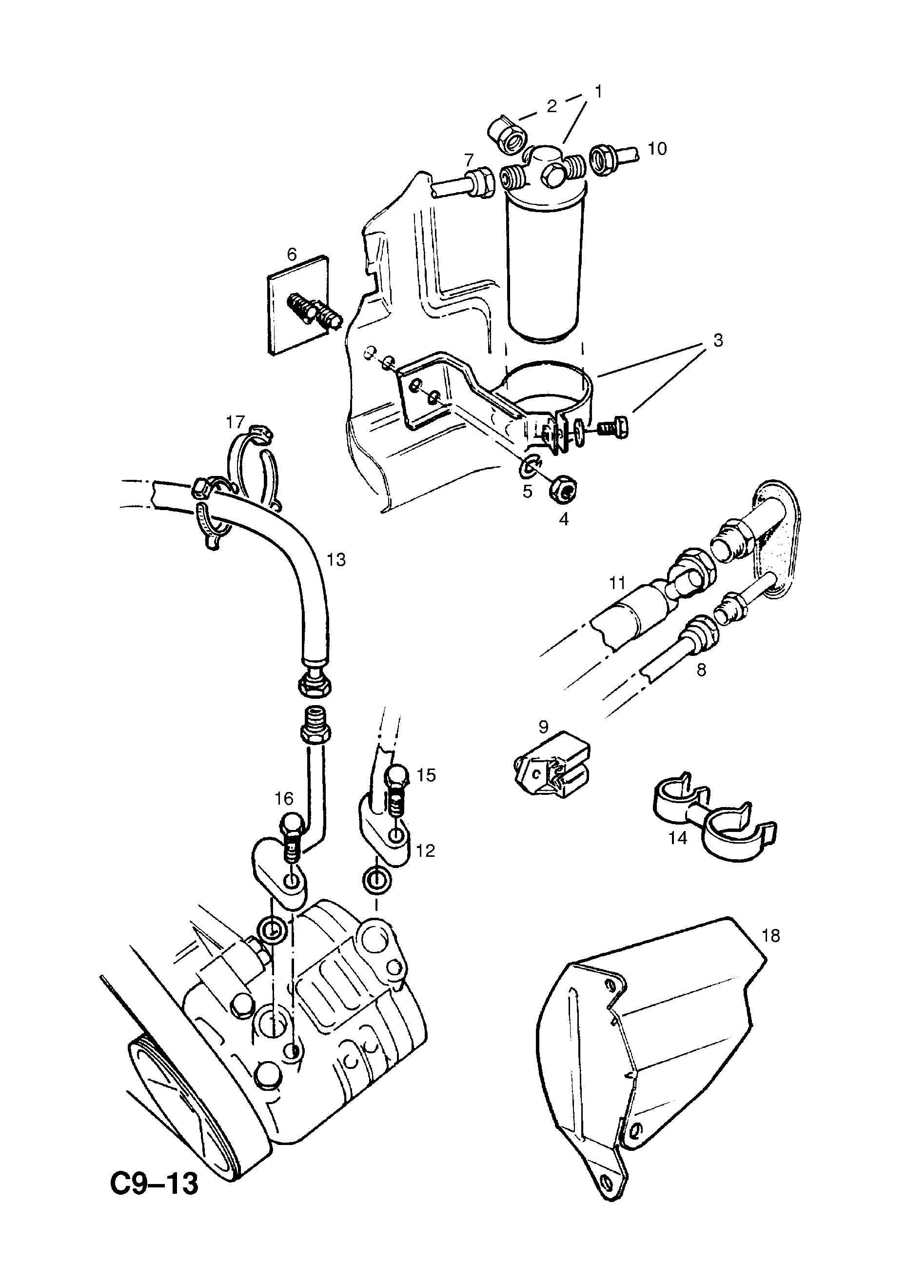 DRYER,CONDENSER,EVAPORATOR AND PIPES (CONTD.) <small><i>[X20SE[L96],X22XE PETROL ENGINES]</i></small>