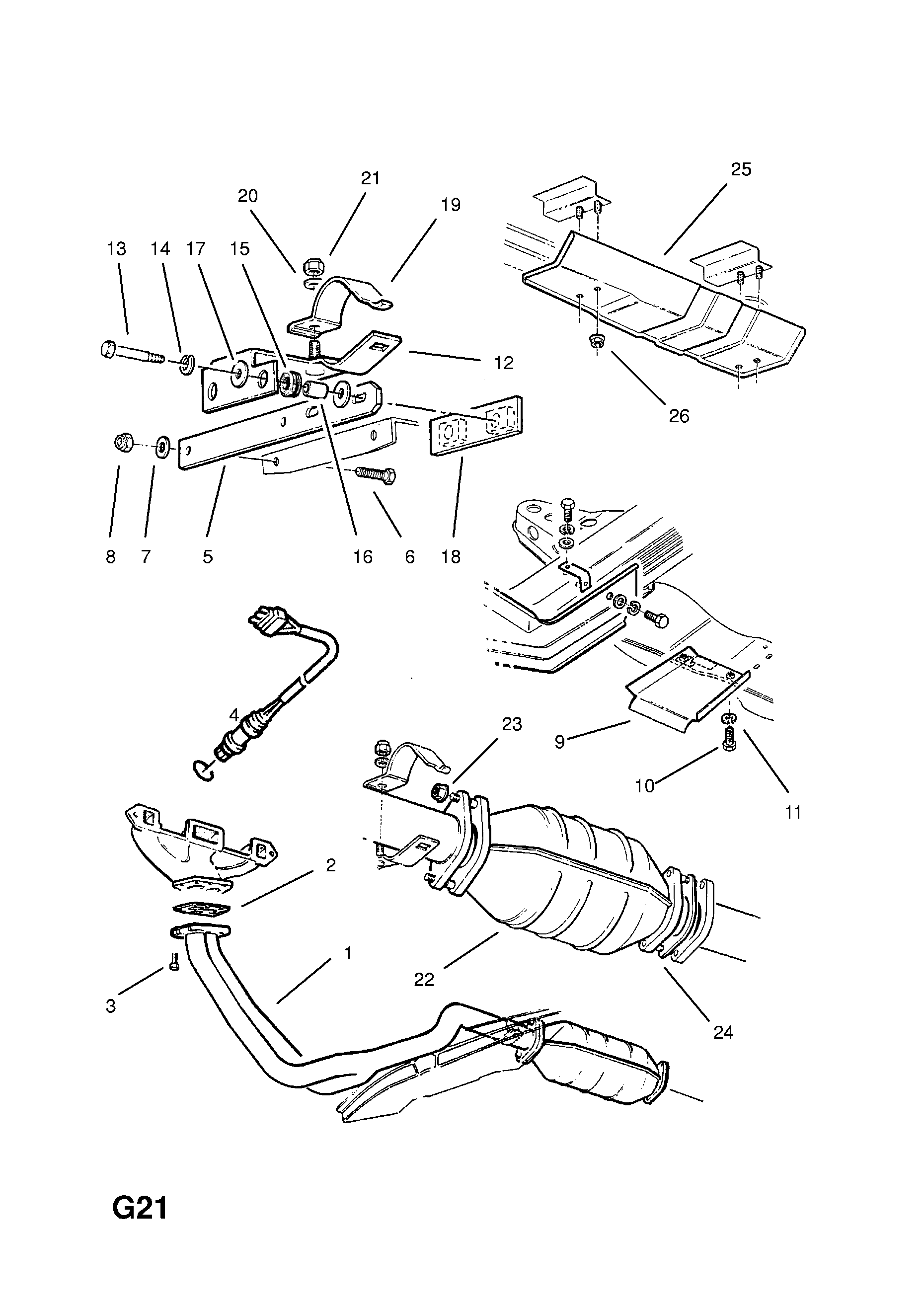 EXHAUST PIPE,SILENCER AND CATALYTIC CONVERTER (CONTD.) <small><i>[C24NE[LU6] PETROL ENGINE]</i></small>