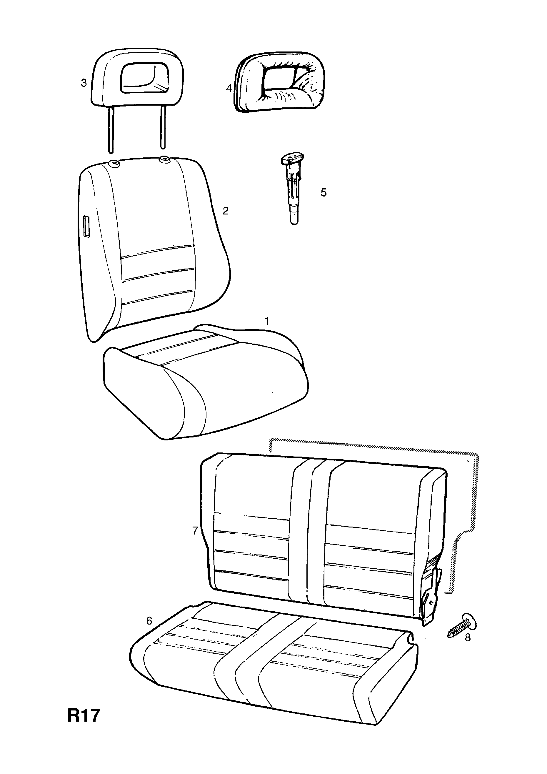 FRONT SEAT TRIM <small><i>[HEAD RESTRAINT 2 DOOR UD2]</i></small>