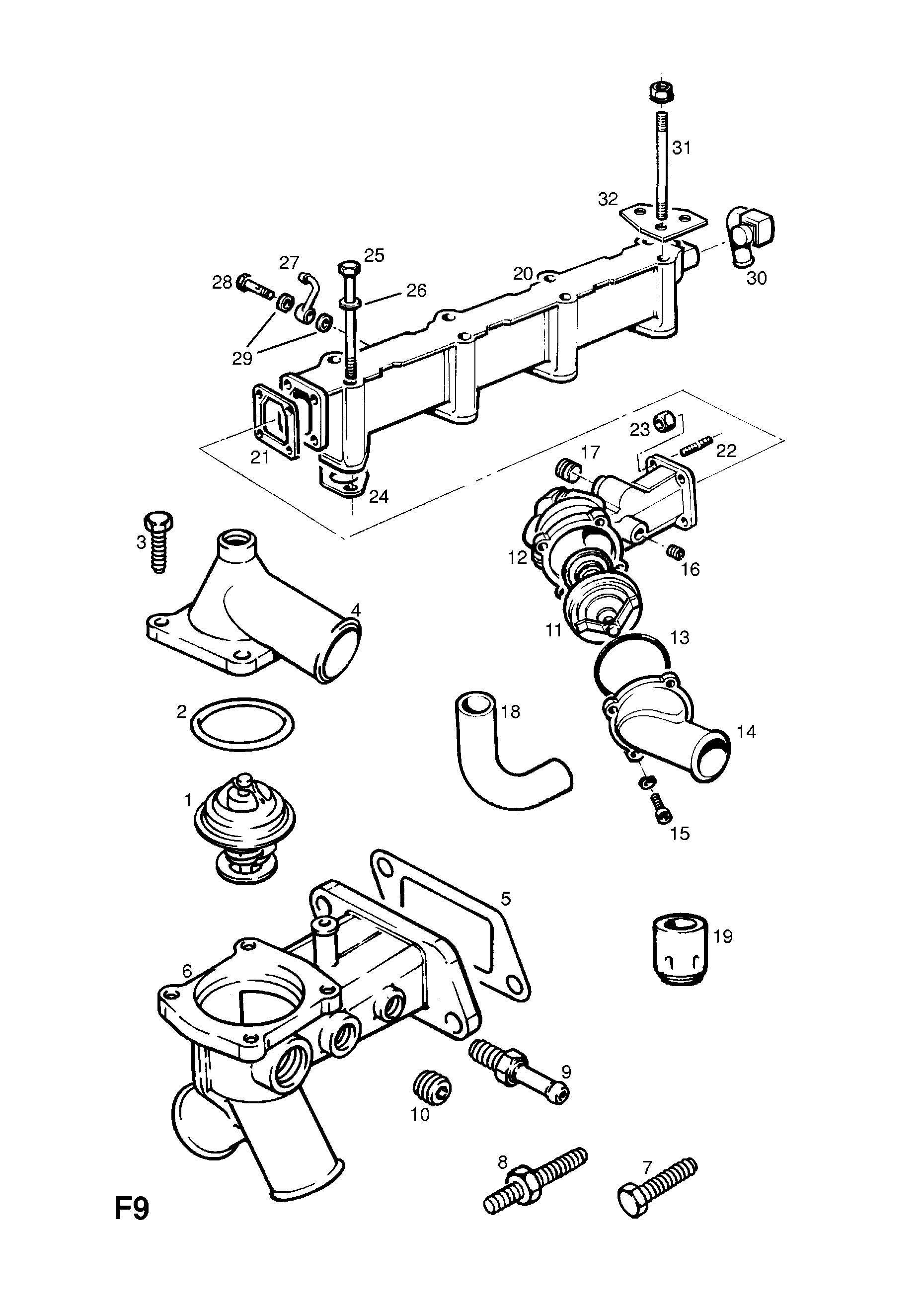 THERMOSTAT, HOUSING AND WATER OUTLET (CONTD.) <small><i>[23TD DIESEL ENGINE]</i></small>