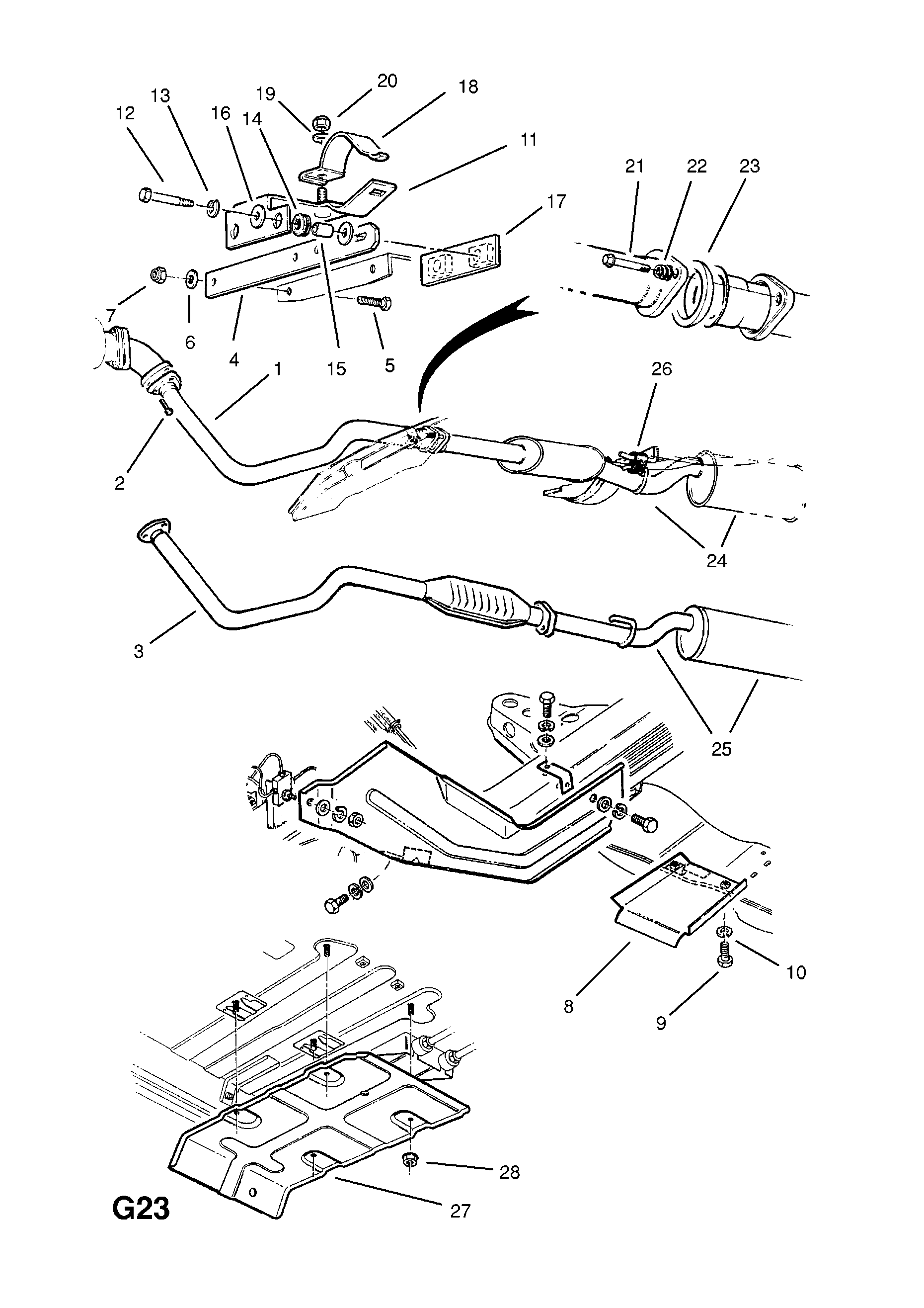 EXHAUST PIPE,SILENCER AND CATALYTIC CONVERTER (CONTD.) <small><i>[23TD DIESEL ENGINE]</i></small>