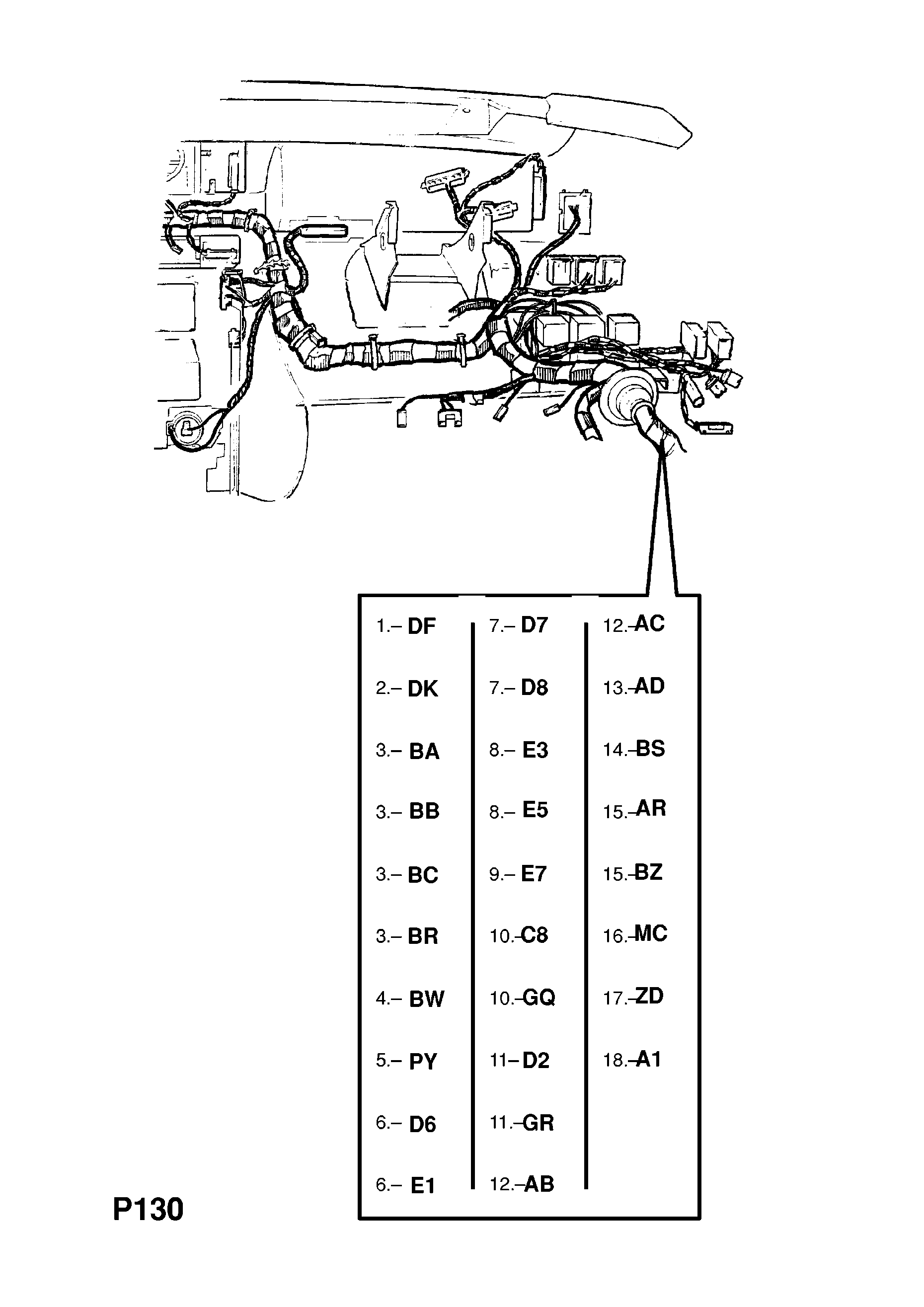 INSTRUMENT PANEL WIRING HARNESS <small><i>[H1000001-L1999999 EXCEPT AIR CONDITIONING, AUTOMATIC TRANSMISSION OR LCD INSTRUMENTS]</i></small>