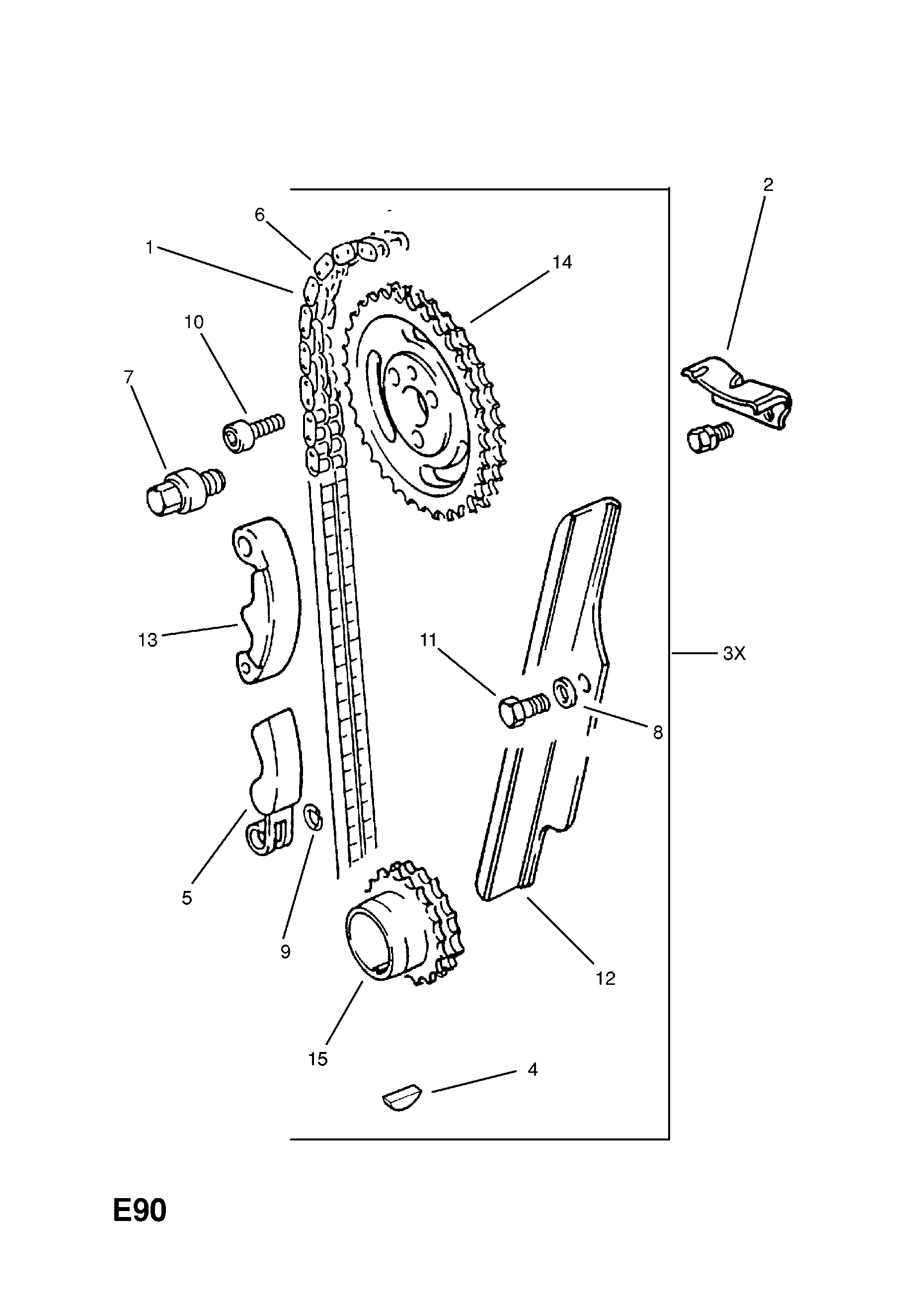 TIMING CHAIN,GEAR AND PULLEYS OPEL OMEGAA