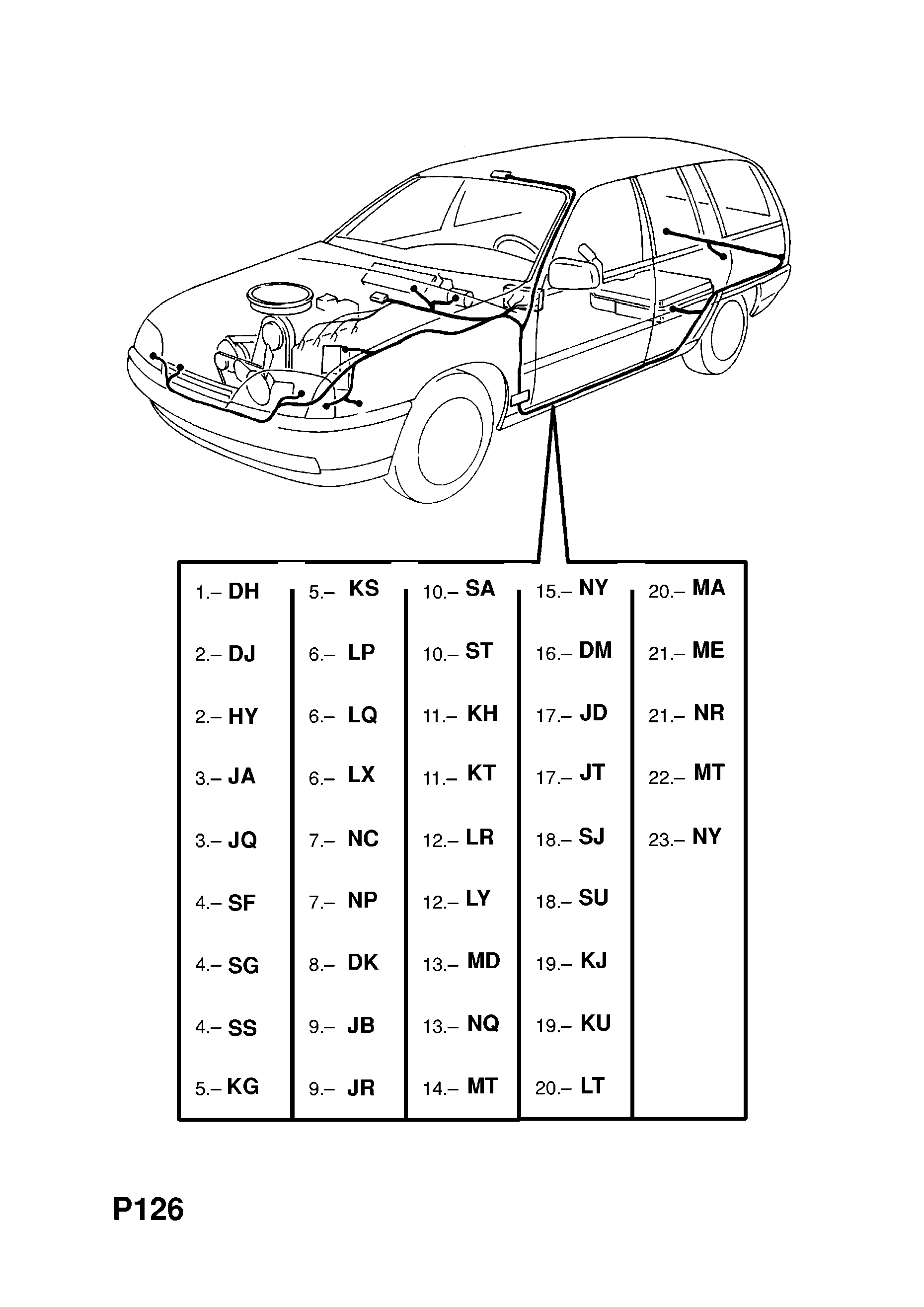 MAIN WIRING HARNESS (CONTD.) <small><i>[ESTATE (66,67) (EXCEPT ABS,CHECK CONTROL,LCD INSTRUMENTS AND POWER WINDOWS)]</i></small>