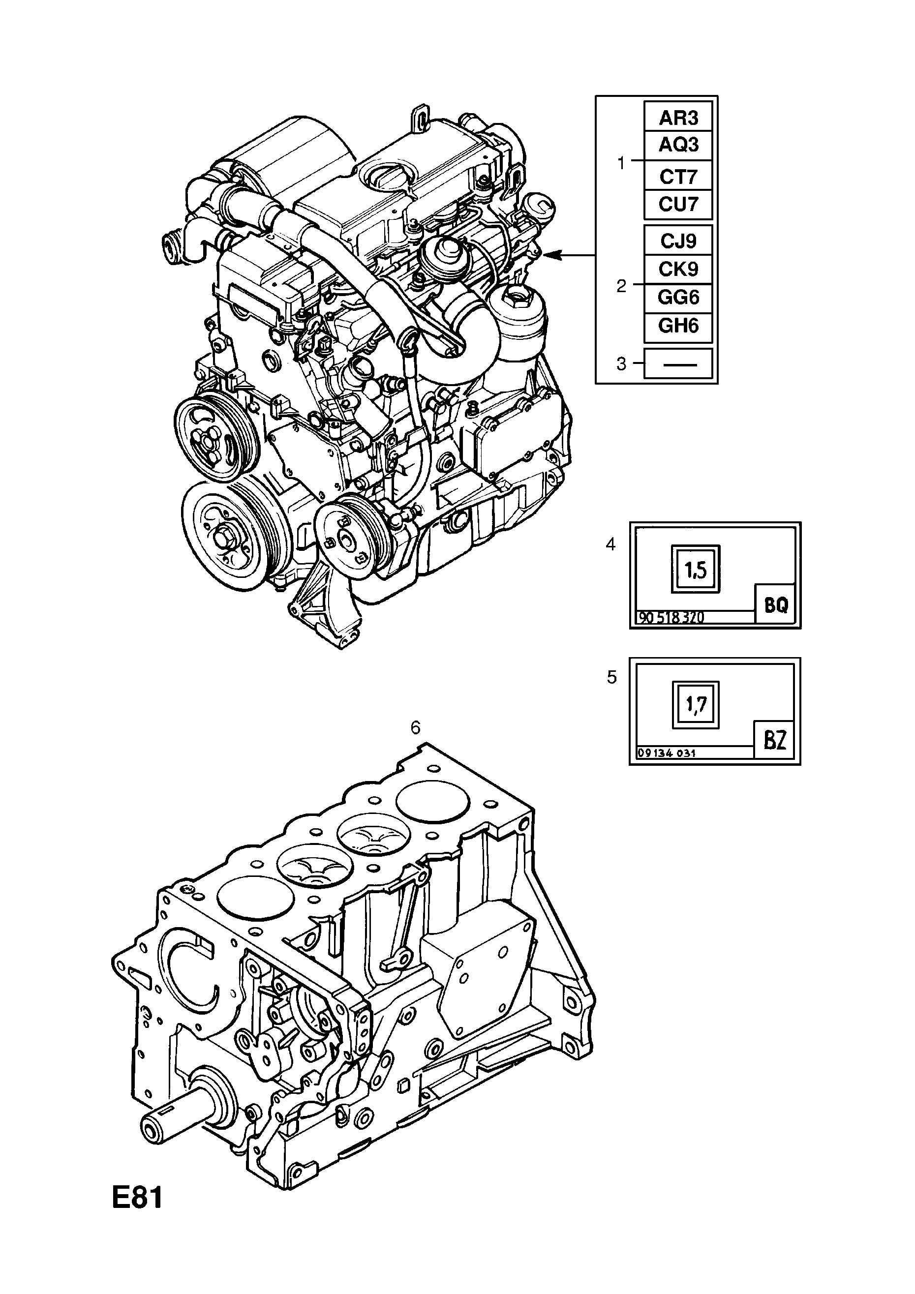 ENGINE ASSEMBLY (EXCHANGE) <small><i>[EXCEPT VAUXHALL X20DTH[LD1] ENGINE]</i></small>