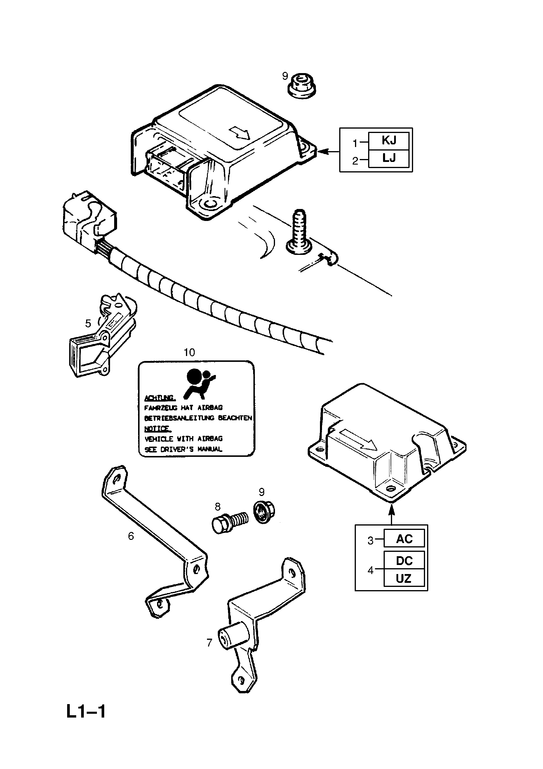 AIR BAG CONTROL UNIT AND FITTINGS