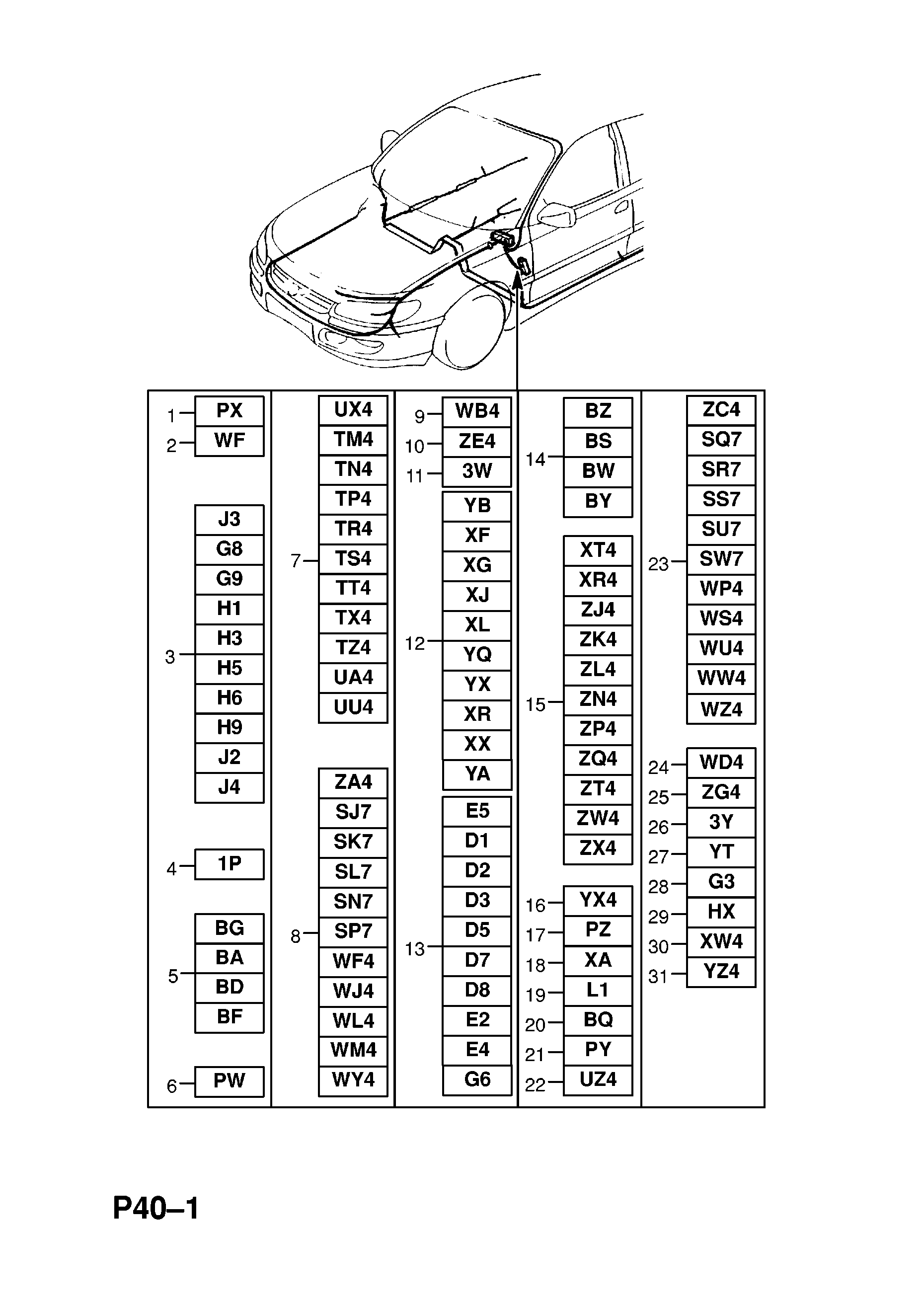 BODY WIRING HARNESS (CONTD.) <small><i>[U25TD[L93],X25TD[L93] ENGINES USED WITH HEATED REAR SEAT AND MULTI-FUNCTION DISPLAY USED WITH ELECTRIC SEATS EXCEPT MEMORY -X1999999]</i></small>