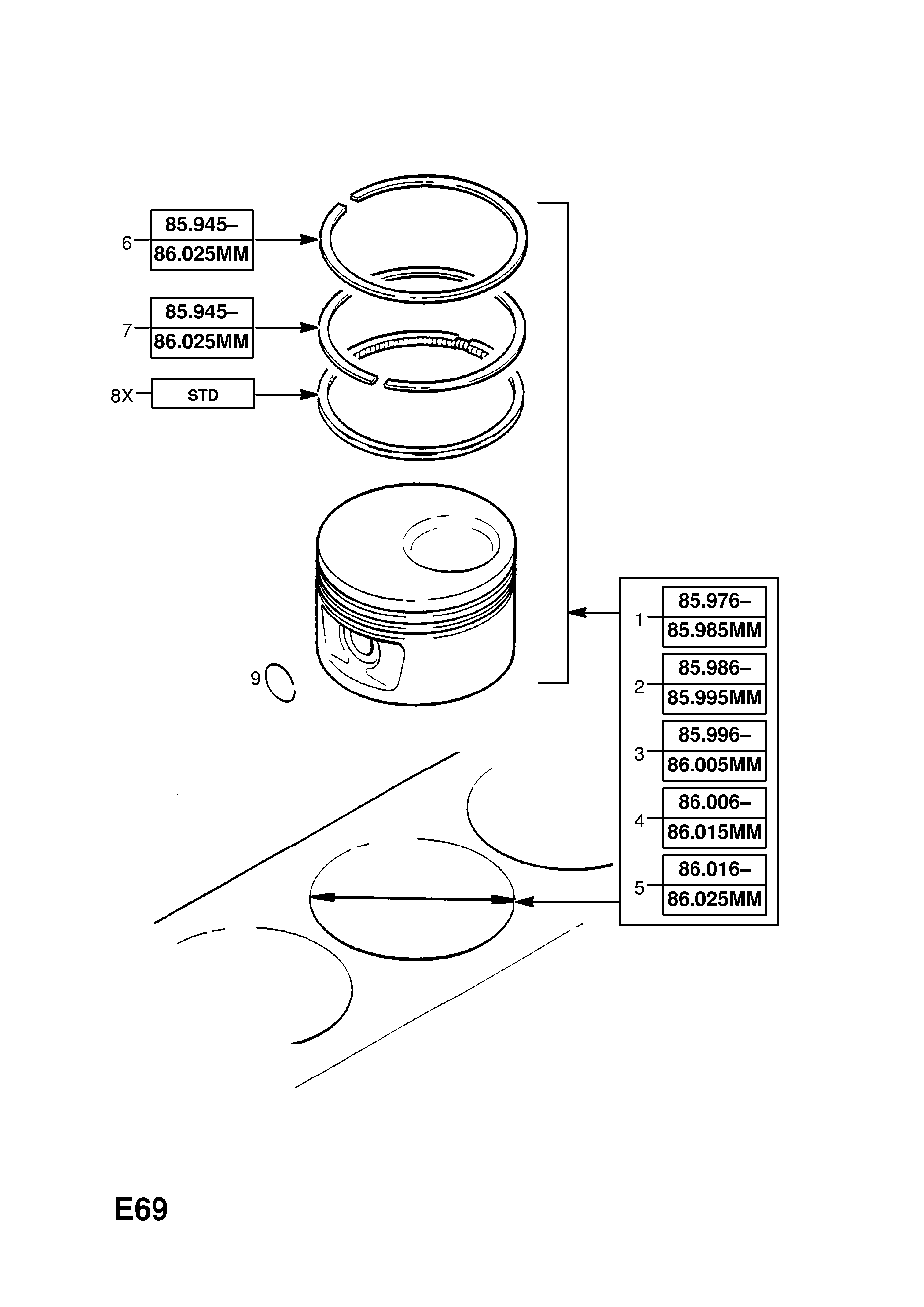 PISTON AND RINGS <small><i>[X30XE[L81] ENGINE STANDARD]</i></small>