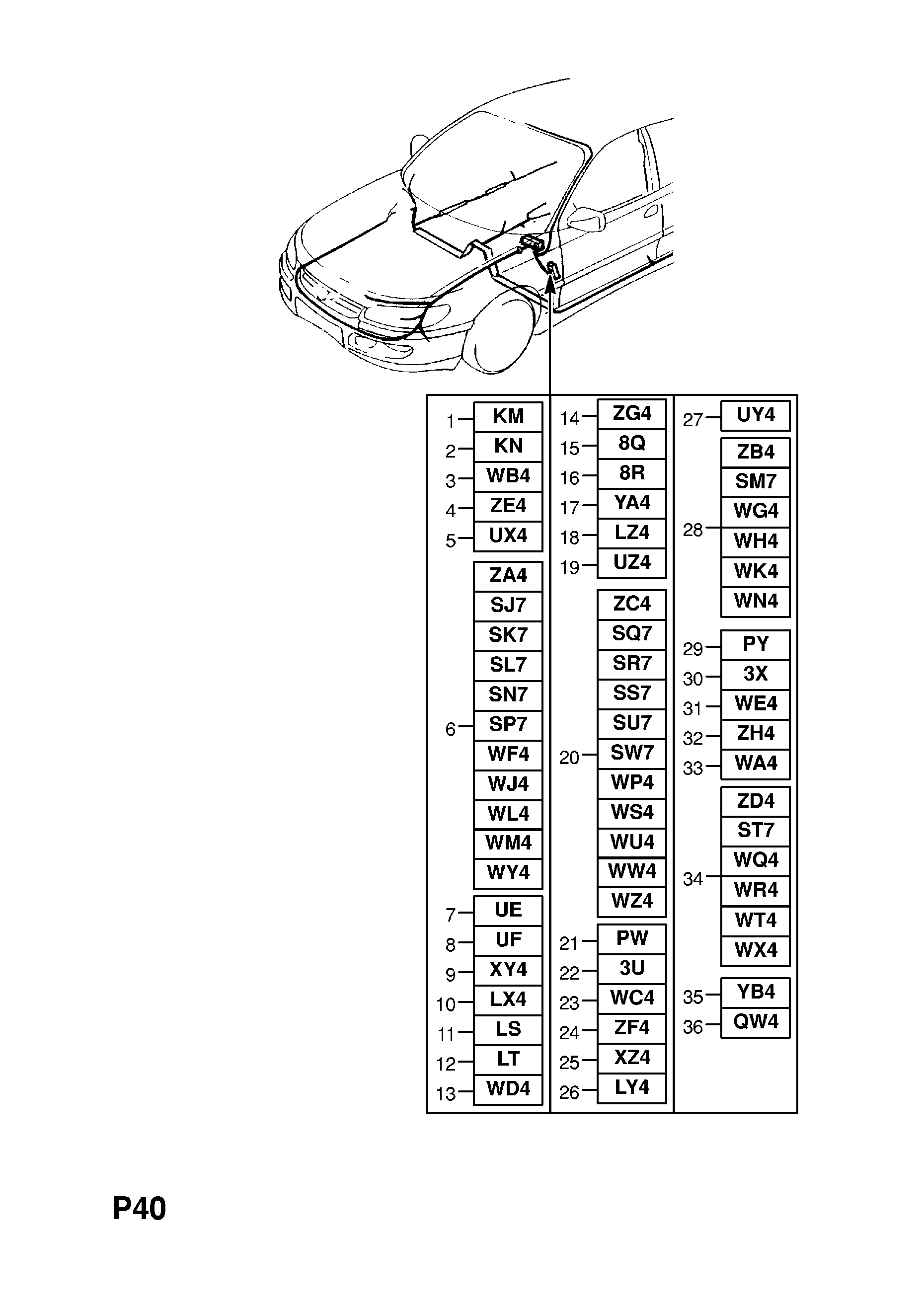 BODY WIRING HARNESS (CONTD.) <small><i>[U25TD[L93],X25TD[L93] ENGINES EXCEPT HEATED REAR SEAT WITH MULTI-FUNCTION DISPLAY USED WITH ELECTRIC SEATS EXCEPT MEMORY -X1999999]</i></small>