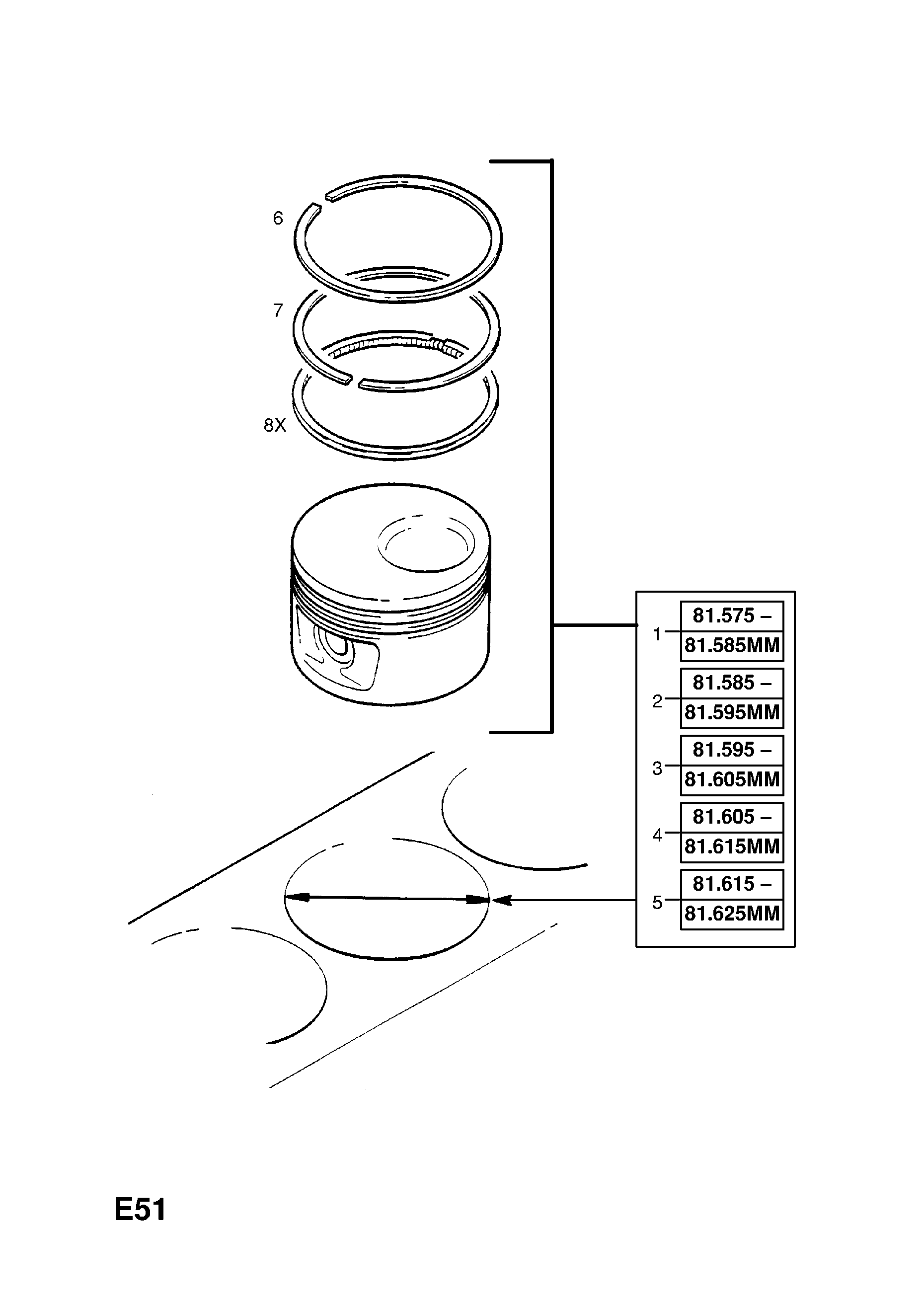 PISTON AND RINGS <small><i>[X25XE[L80] ENGINE STANDARD]</i></small>