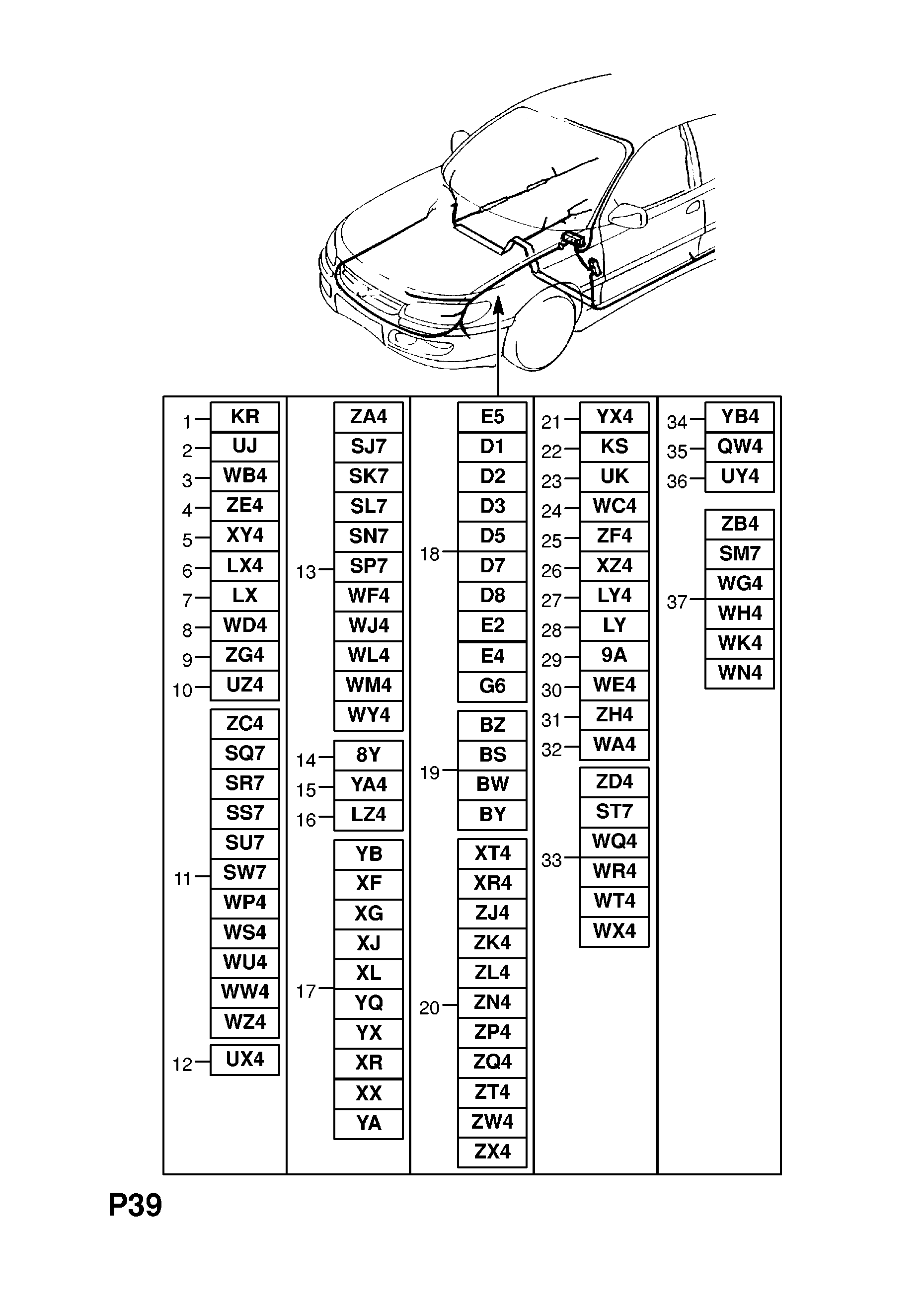 BODY WIRING HARNESS (CONTD.) <small><i>[X25XE[L80] ENGINE EXCEPT AUTOMATIC SELF LEVELLING DEVICE,JAPAN,TAIWAN USED WITH ELECTRIC SEATS EXCEPT MEMORY -X1999999]</i></small>