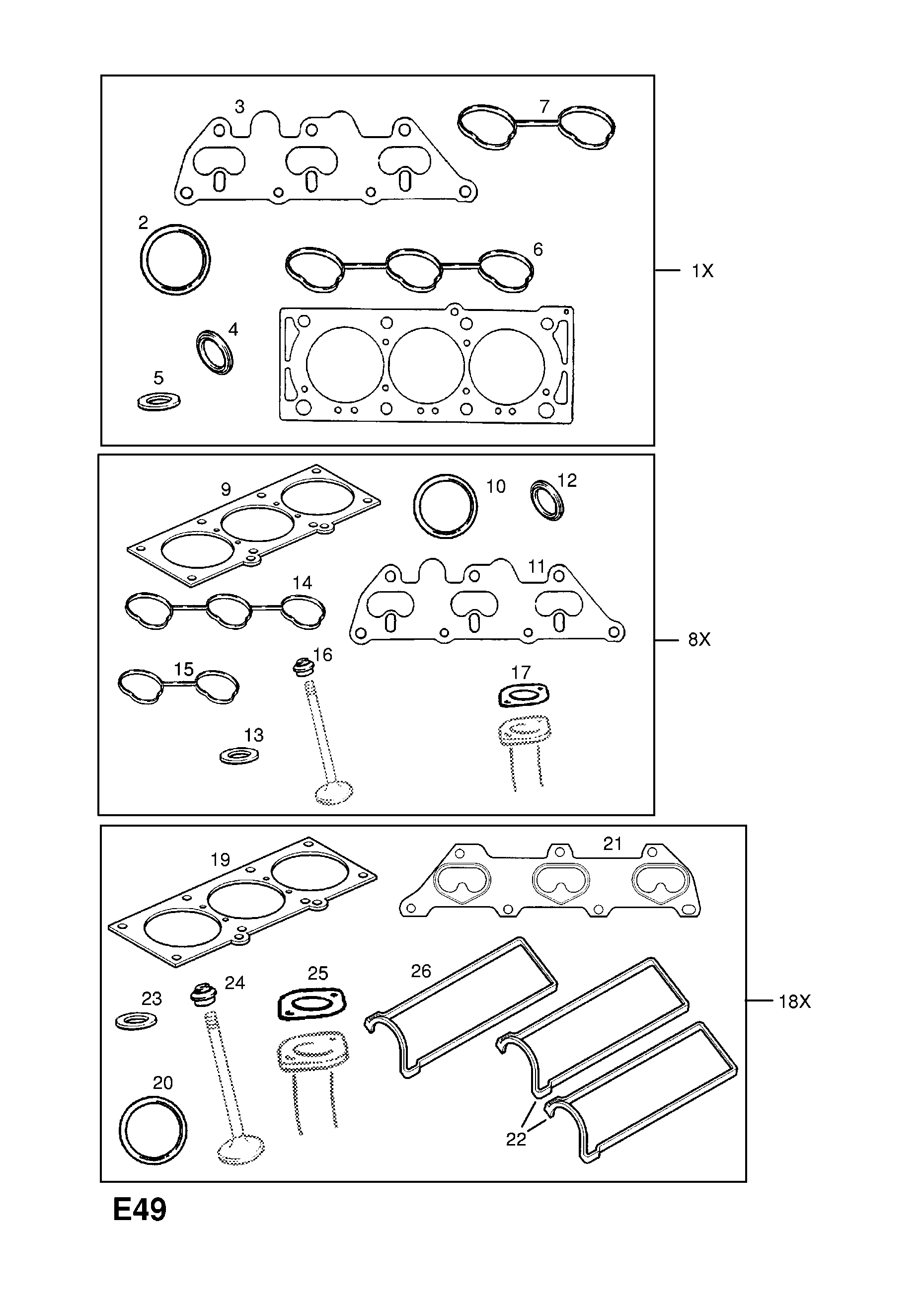 ENGINE GASKET SETS (CONTD.) <small><i>[X25XE[L80] PETROL ENGINE]</i></small>