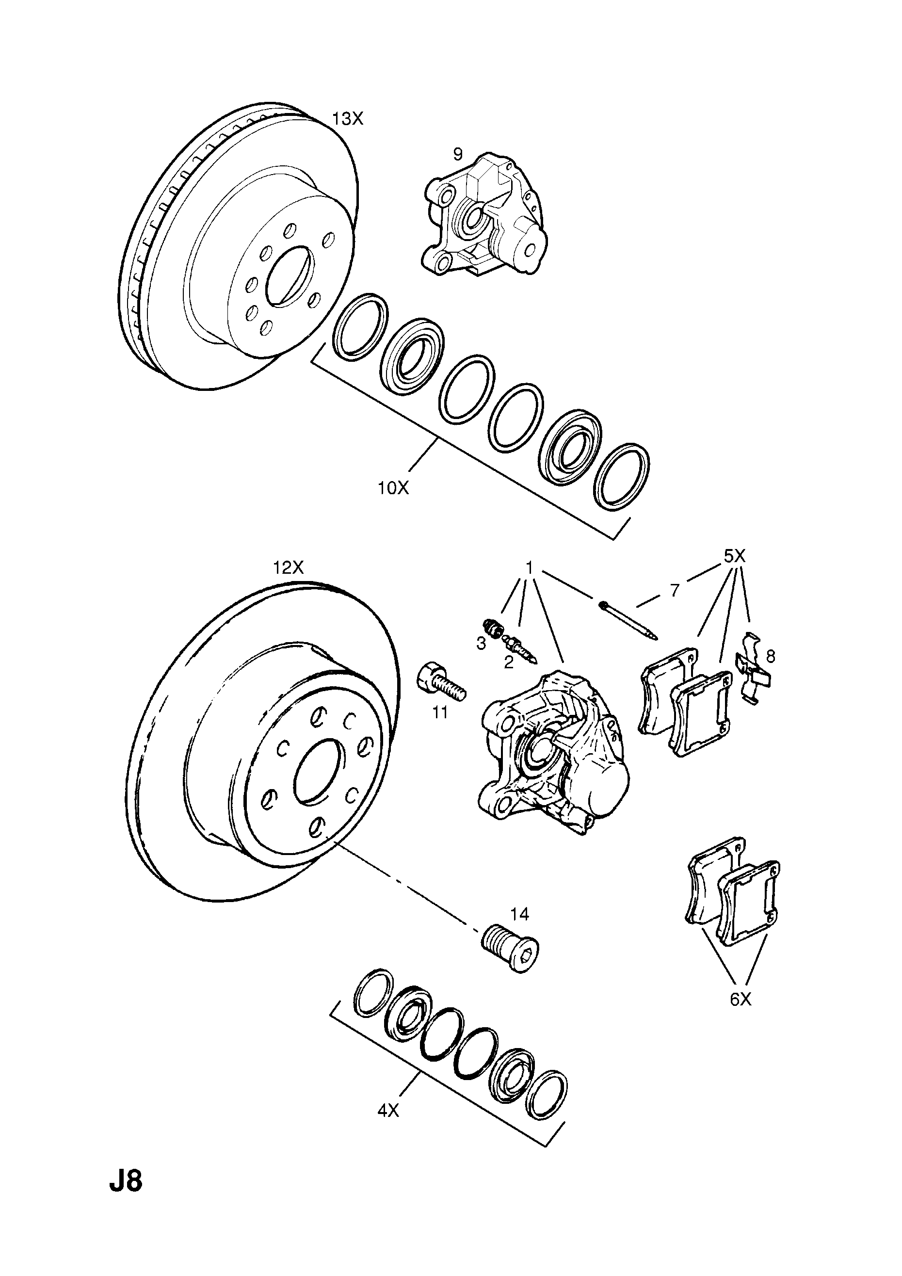 REAR BRAKE DISC CALIPER (EXCHANGE) <small><i>[EXCEPT VAUXHALL]</i></small>