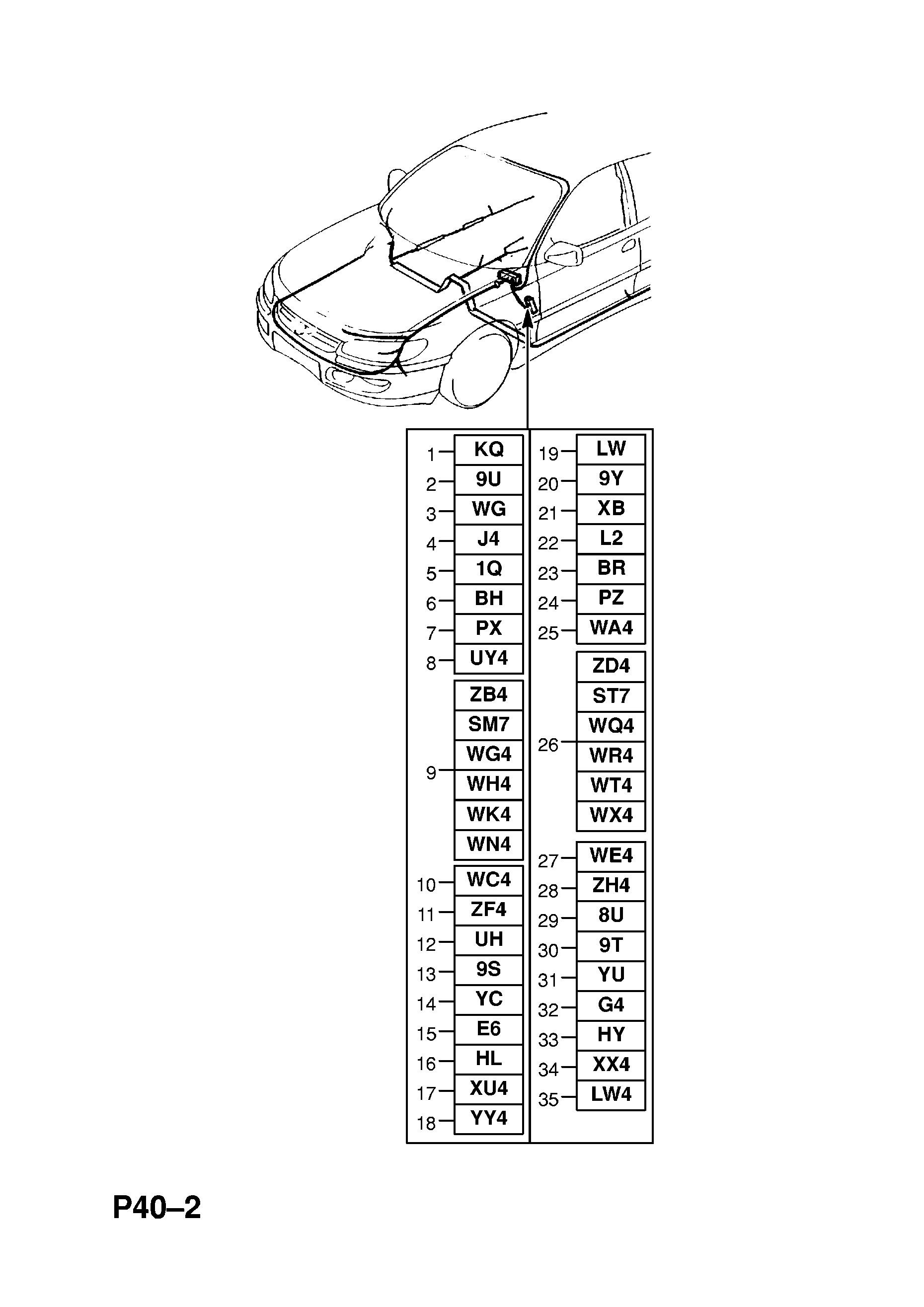 BODY WIRING HARNESS (CONTD.) <small><i>[U25TD[L93],X25TD[L93] ENGINES USED WITH HEATED REAR SEAT AND MULTI-FUNCTION DISPLAY USED WITH ELECTRIC SEATS WITH MEMORY -X1999999]</i></small>