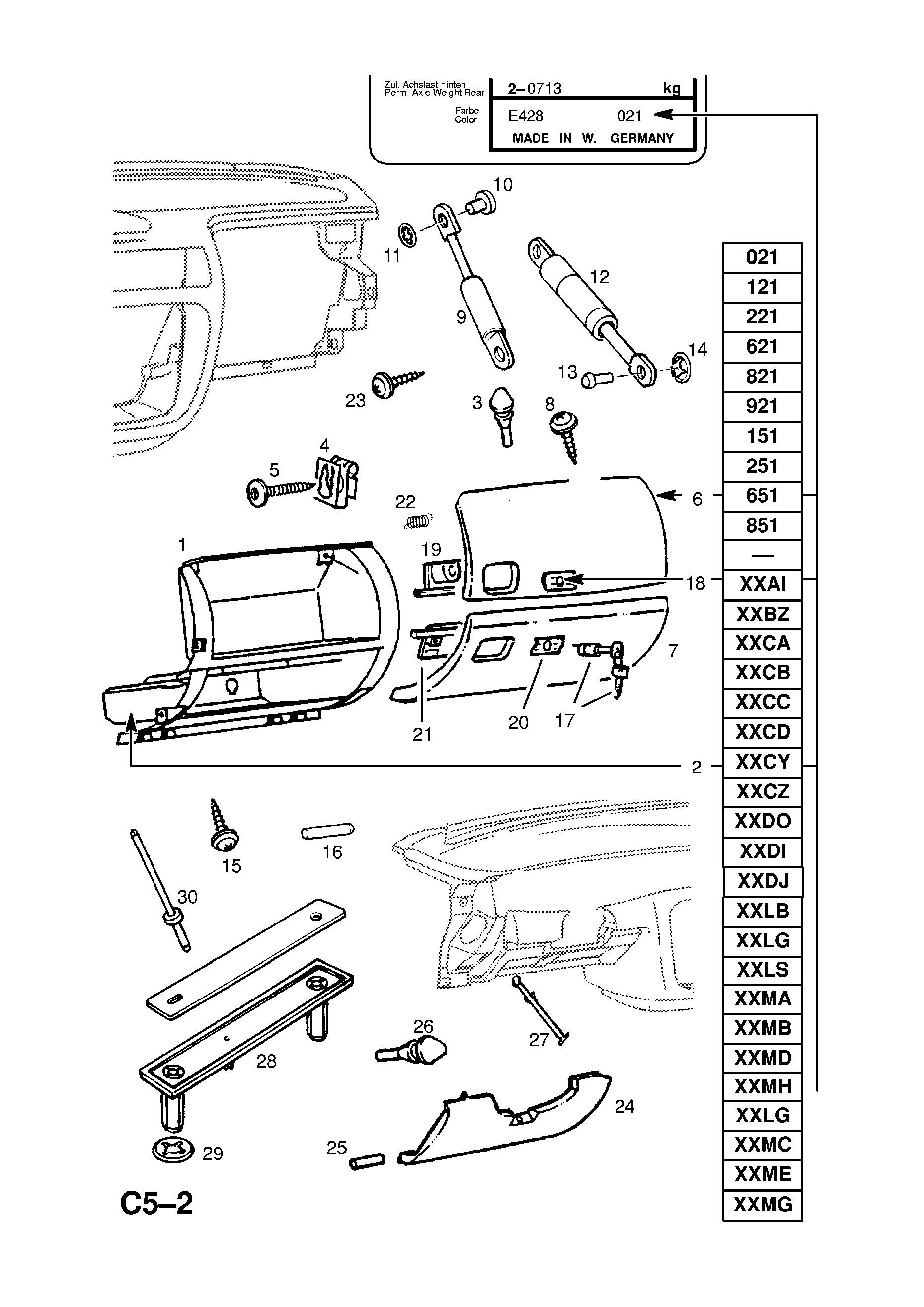 INSTRUMENT PANEL VEHICLE IDENTIFICATION PLATE FITTINGS