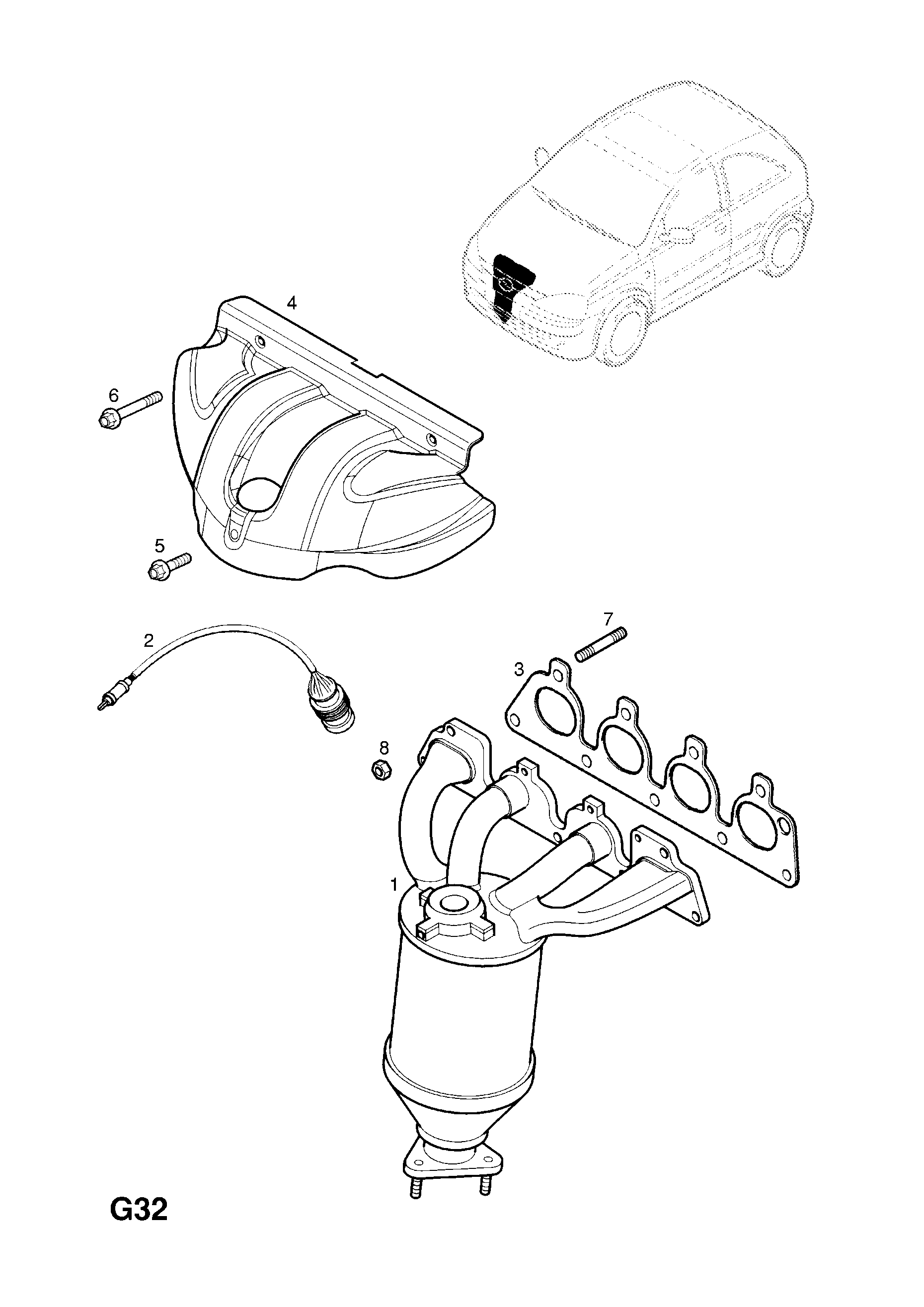 EXHAUST MANIFOLD AND CATALYTIC CONVERTER (CONTD.) <small><i>[Z14XE[L95] PETROL ENGINE]</i></small>