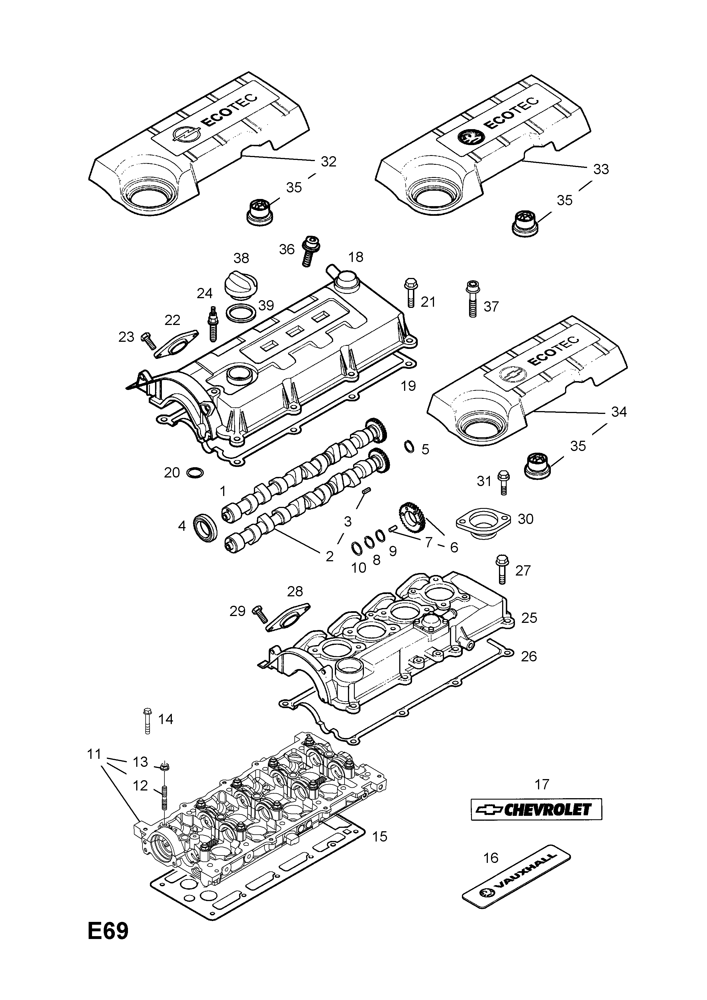 CAMSHAFT COVER AND GASKET <small><i>[Y17DT[LR6],Y17DTL[LK8] DIESEL ENGINES]</i></small>