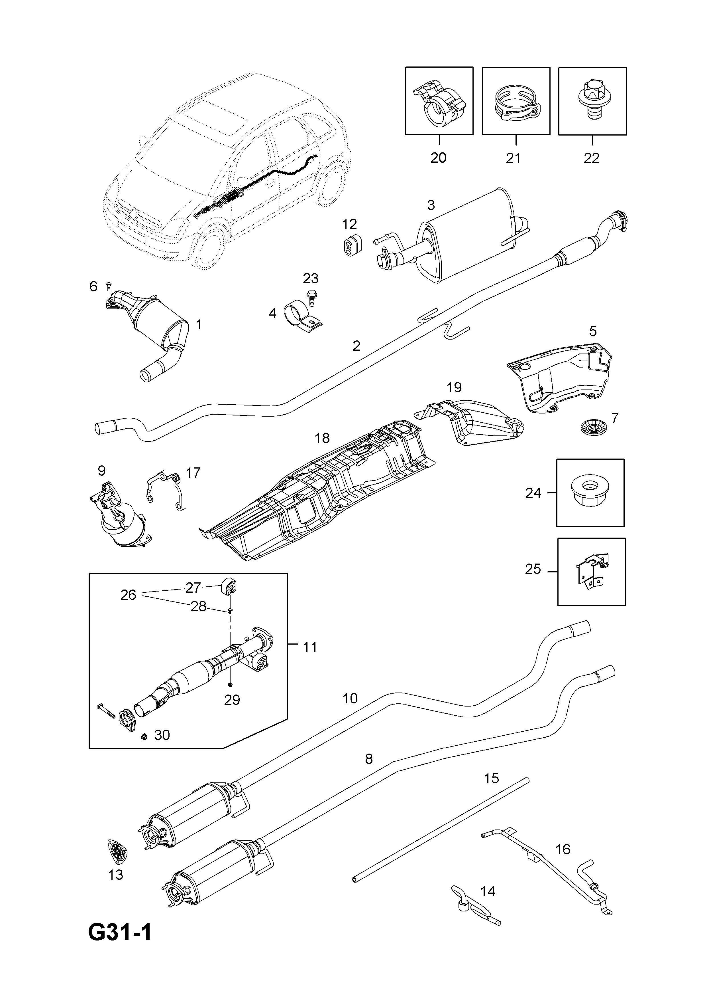 EXHAUST PIPE,SILENCER AND CATALYTIC CONVERTER (CONTD.) <small><i>[Z13DTJ[LDP] DIESEL ENGINE]</i></small>