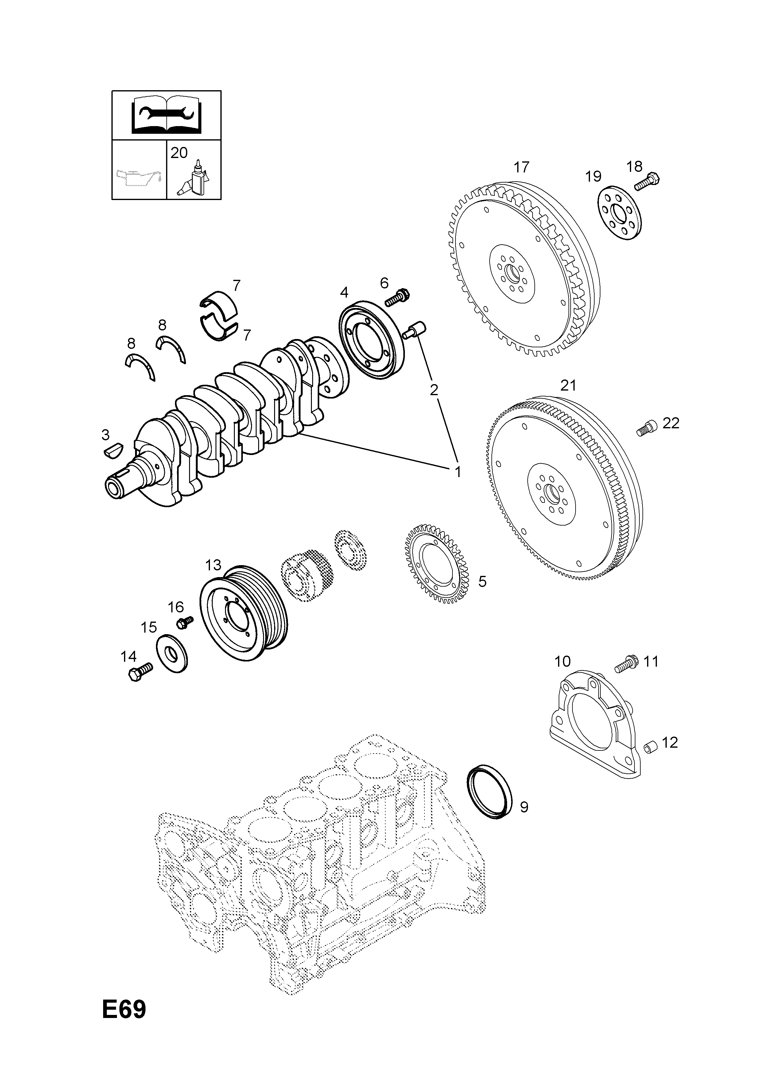 FLYWHEEL AND FITTINGS <small><i>[Z17DTH[LPZ] DIESEL ENGINE]</i></small>