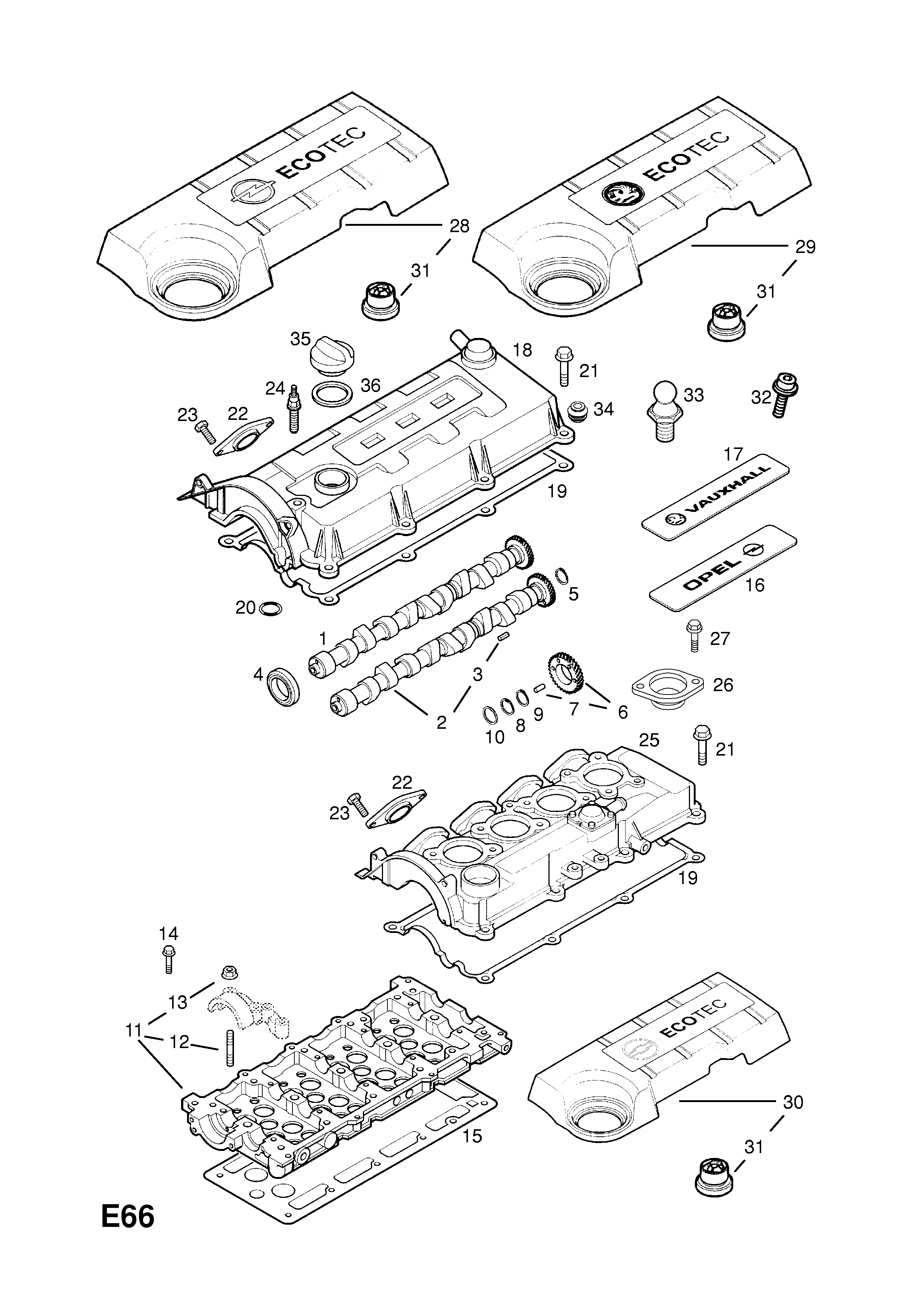 CAMSHAFT COVER AND GASKET <small><i>[Z17DTH[LPZ] DIESEL ENGINE]</i></small>